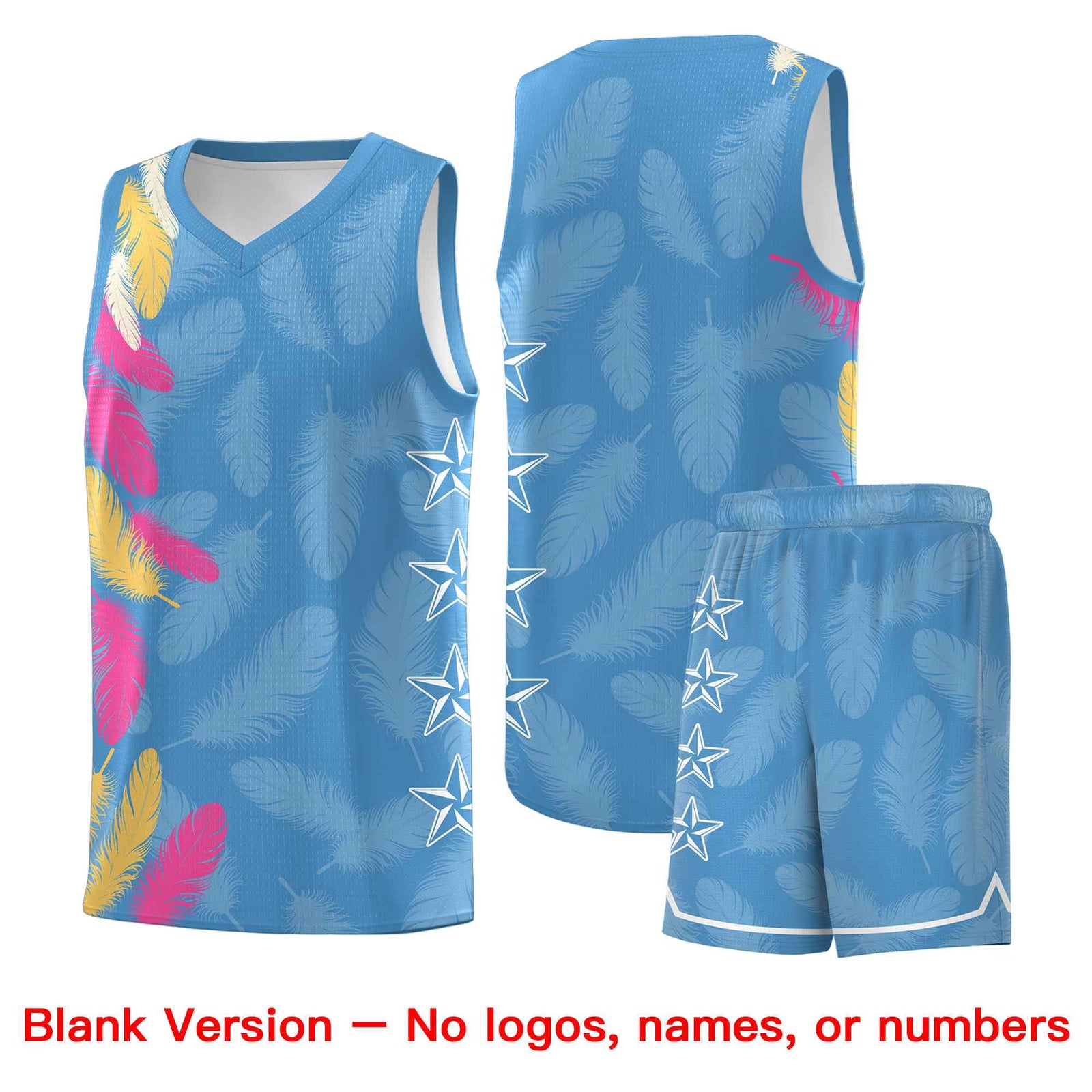 Custom Youth Basketball Jersey Light Blue Navy Feather Series Sports Uniform