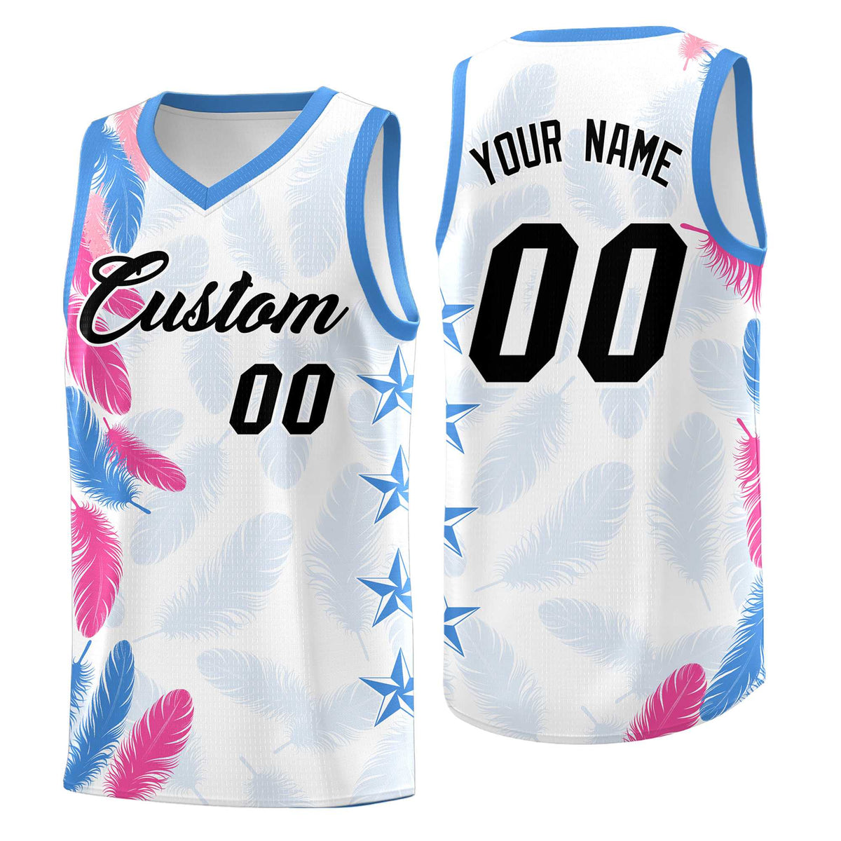 Custom Youth Basketball Jersey White Black Feather Series Sports Uniform