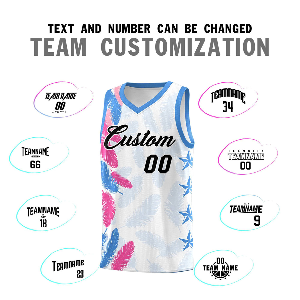 Custom Youth Basketball Jersey White Black Feather Series Sports Uniform