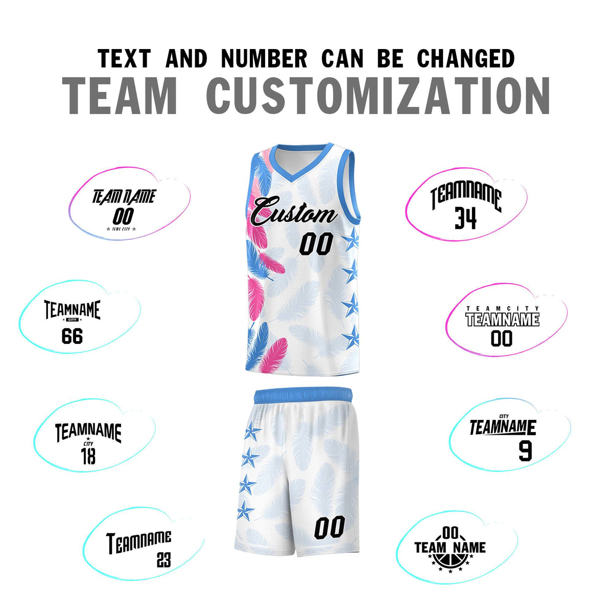 Custom Youth Basketball Jersey White Black Feather Series Sports Uniform