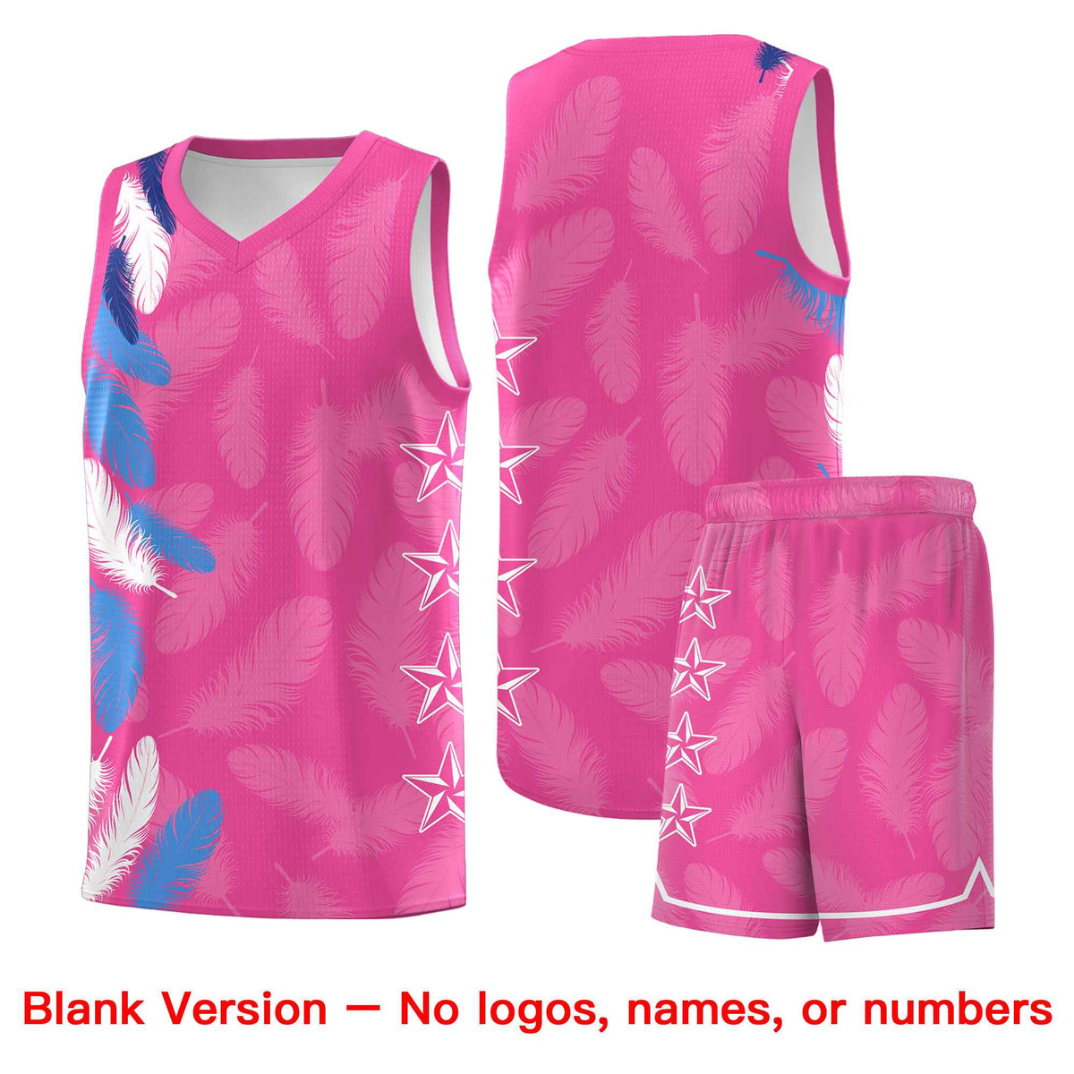 Custom Youth Basketball Jersey Pink Royal Feather Series Sports Uniform
