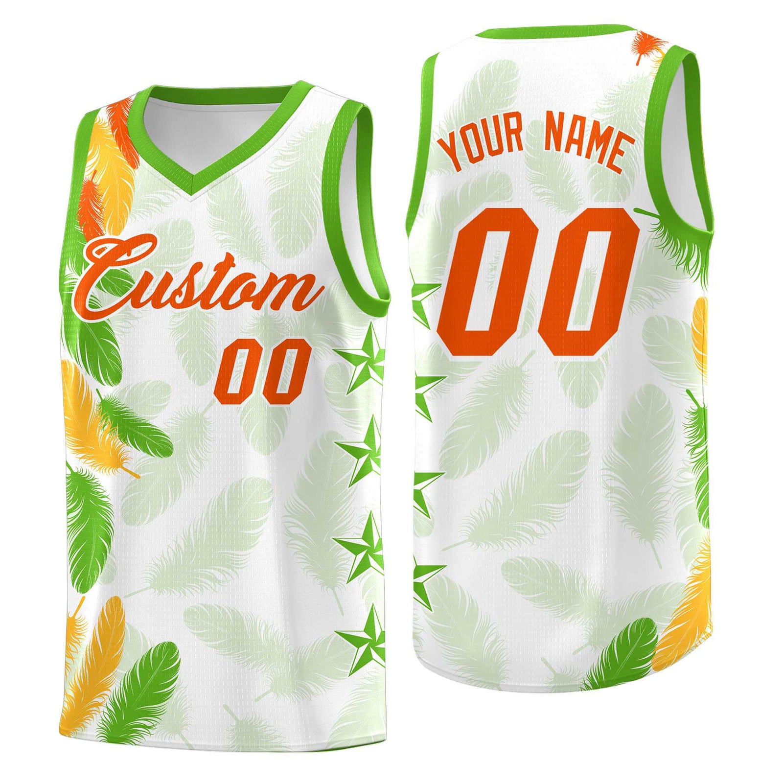 Custom Youth Basketball Jersey White Orange Feather Series Sports Uniform