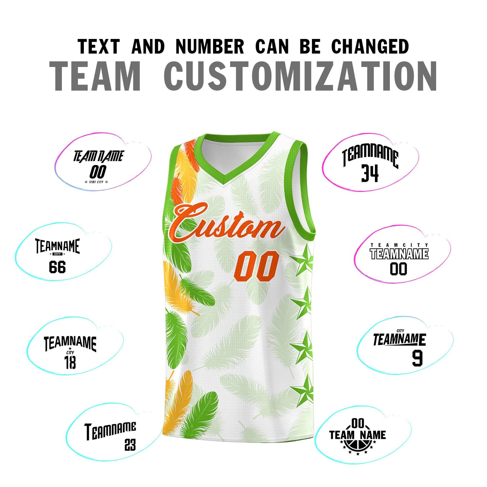 Custom Youth Basketball Jersey White Orange Feather Series Sports Uniform