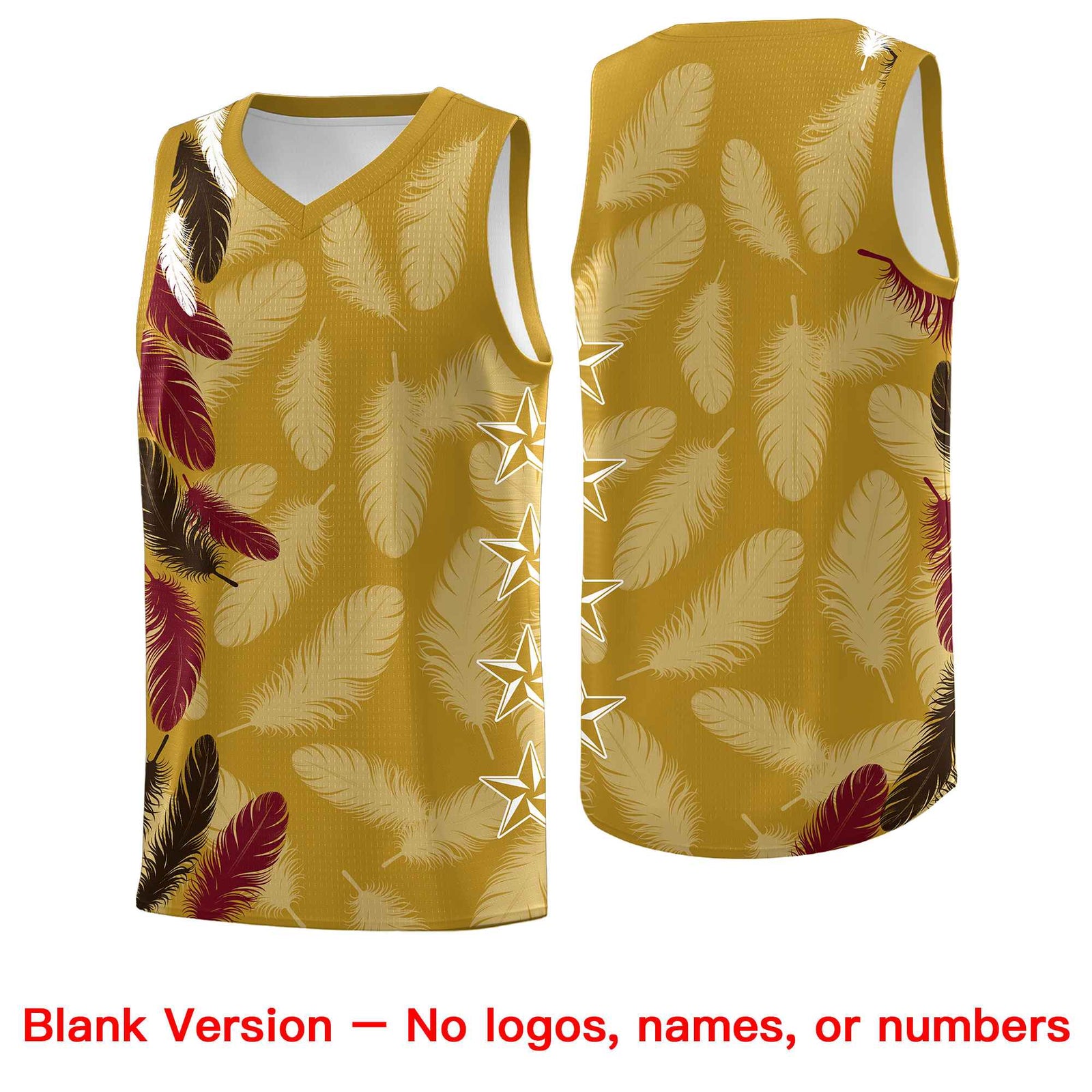 Custom Youth Basketball Jersey Old Gold Brown Feather Series Sports Uniform