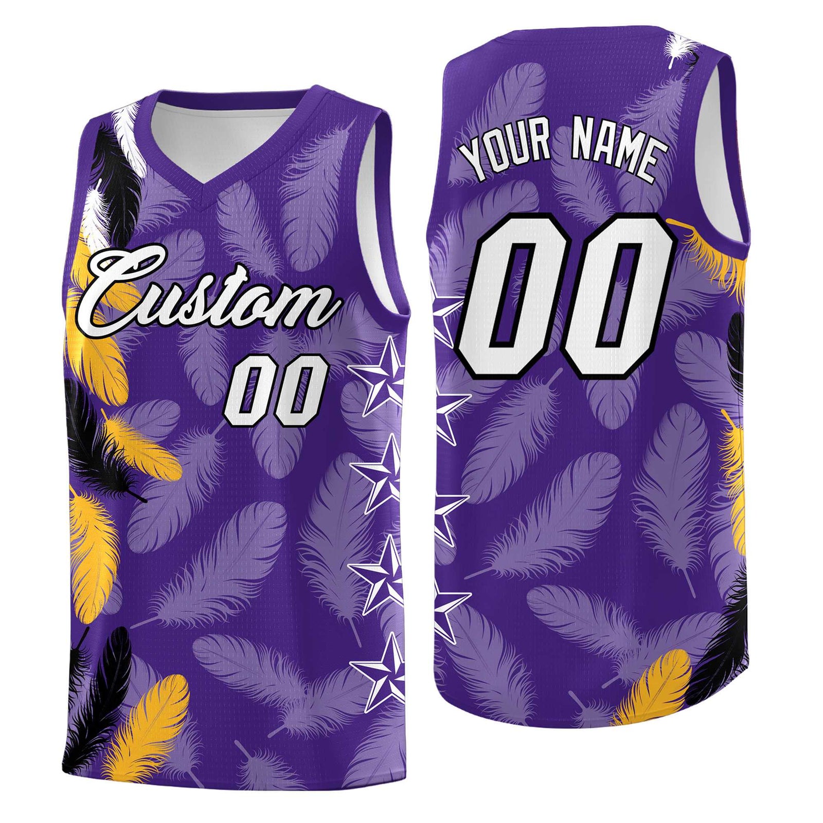 Custom Youth Basketball Jersey Purple White Feather Series Sports Uniform