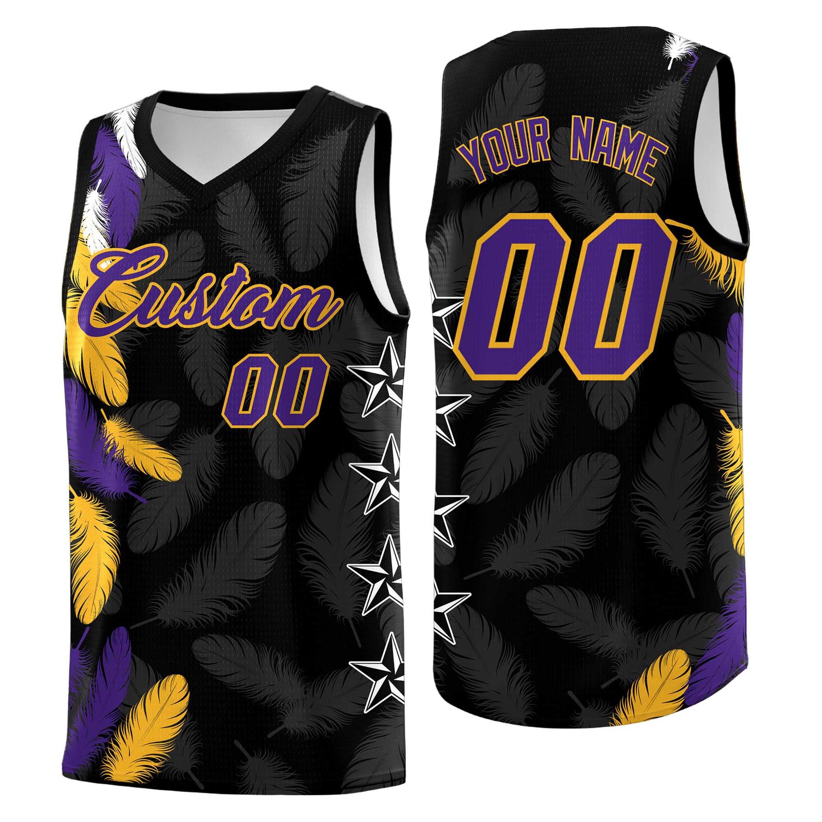 Custom Youth Basketball Jersey Black Purple Feather Series Sports Uniform