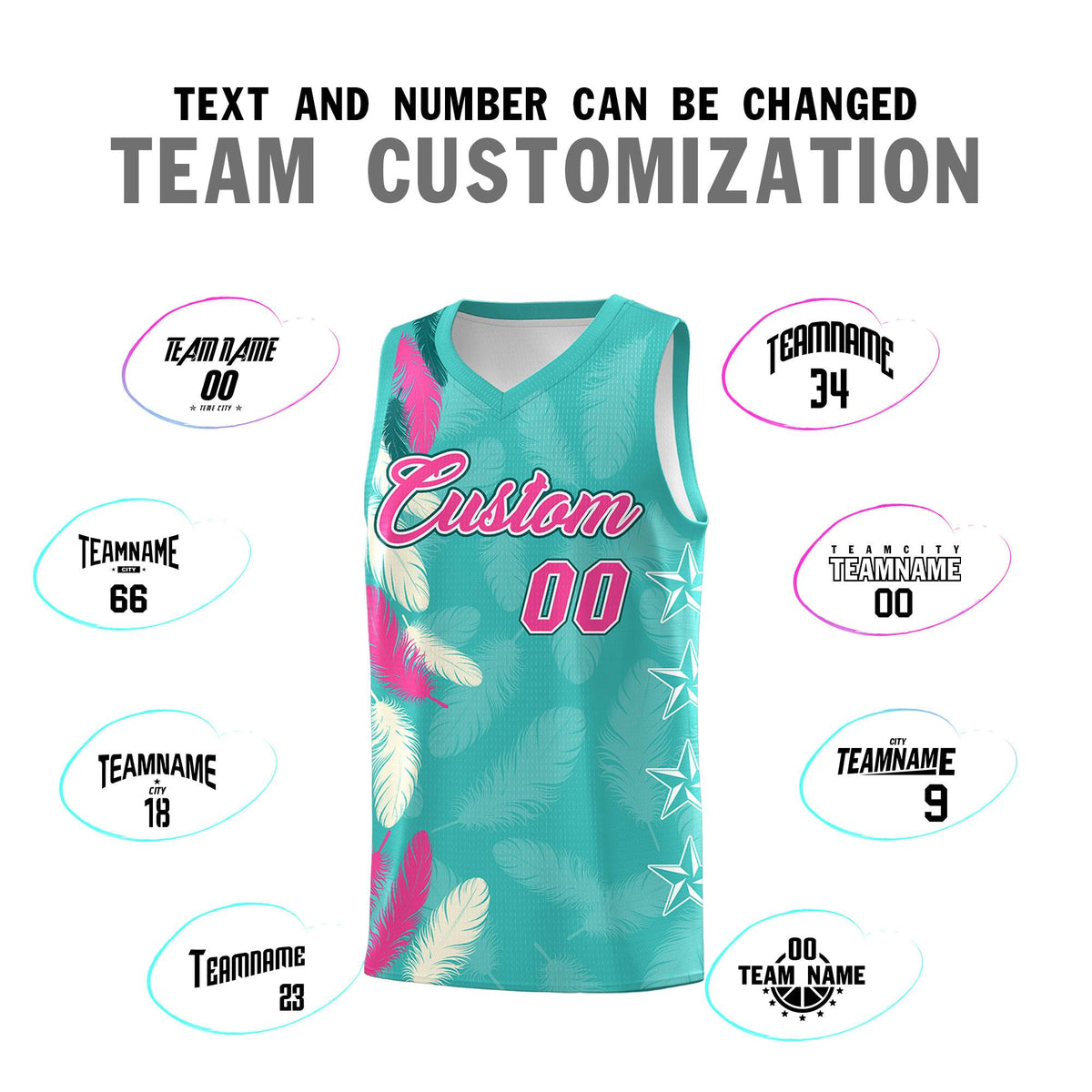 Custom Youth Basketball Jersey Bright Green Pink Feather Series Sports Uniform