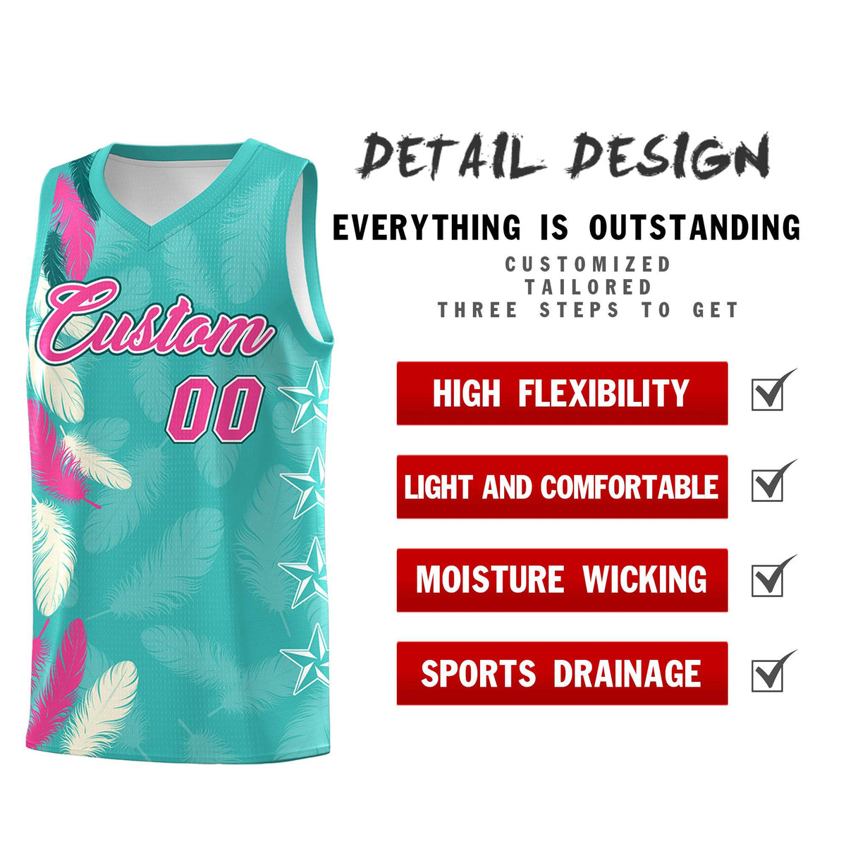 Custom Youth Basketball Jersey Bright Green Pink Feather Series Sports Uniform
