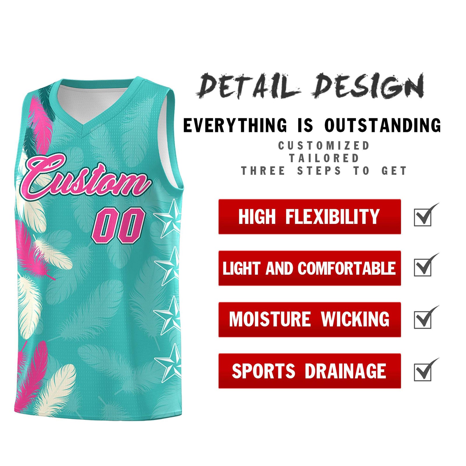 Custom Youth Basketball Jersey Bright Green Pink Feather Series Sports Uniform