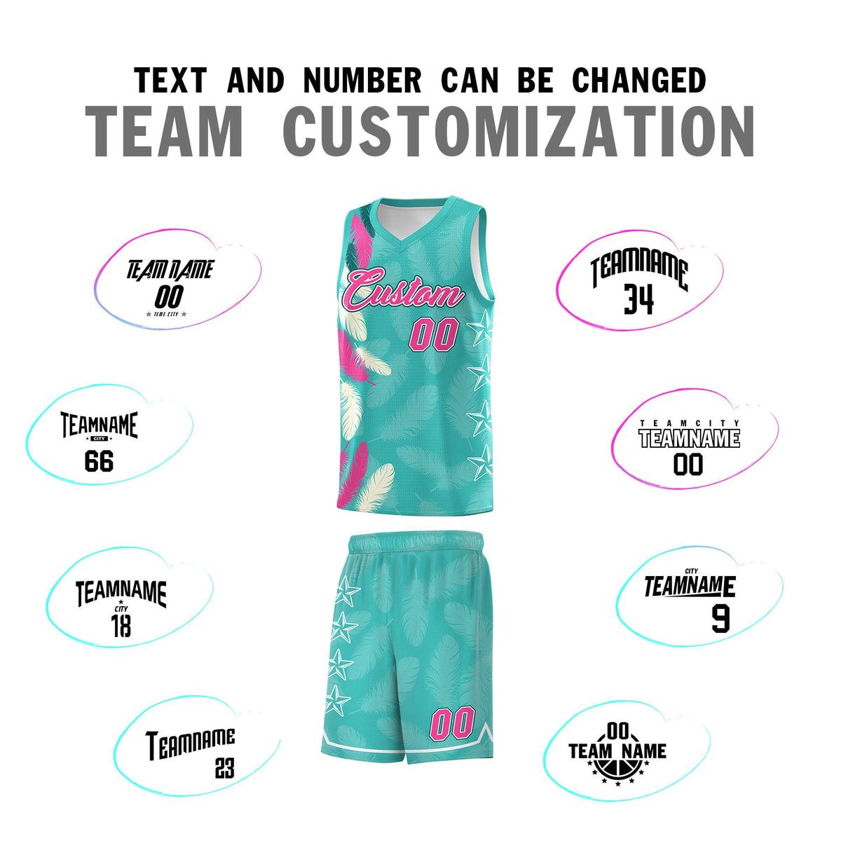 Custom Youth Basketball Jersey Bright Green Pink Feather Series Sports Uniform