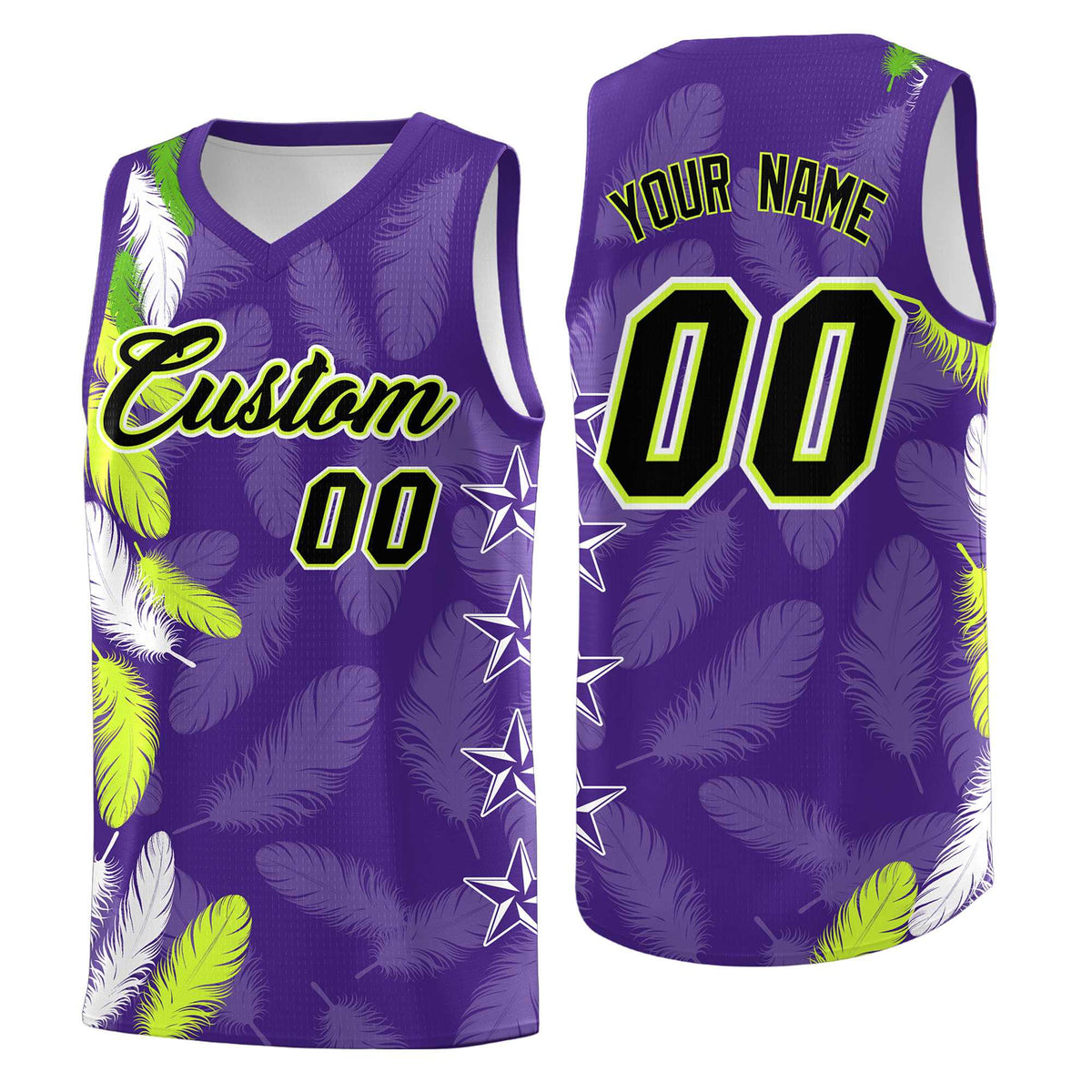 Custom Youth Basketball Jersey Purple Black Feather Series Sports Uniform