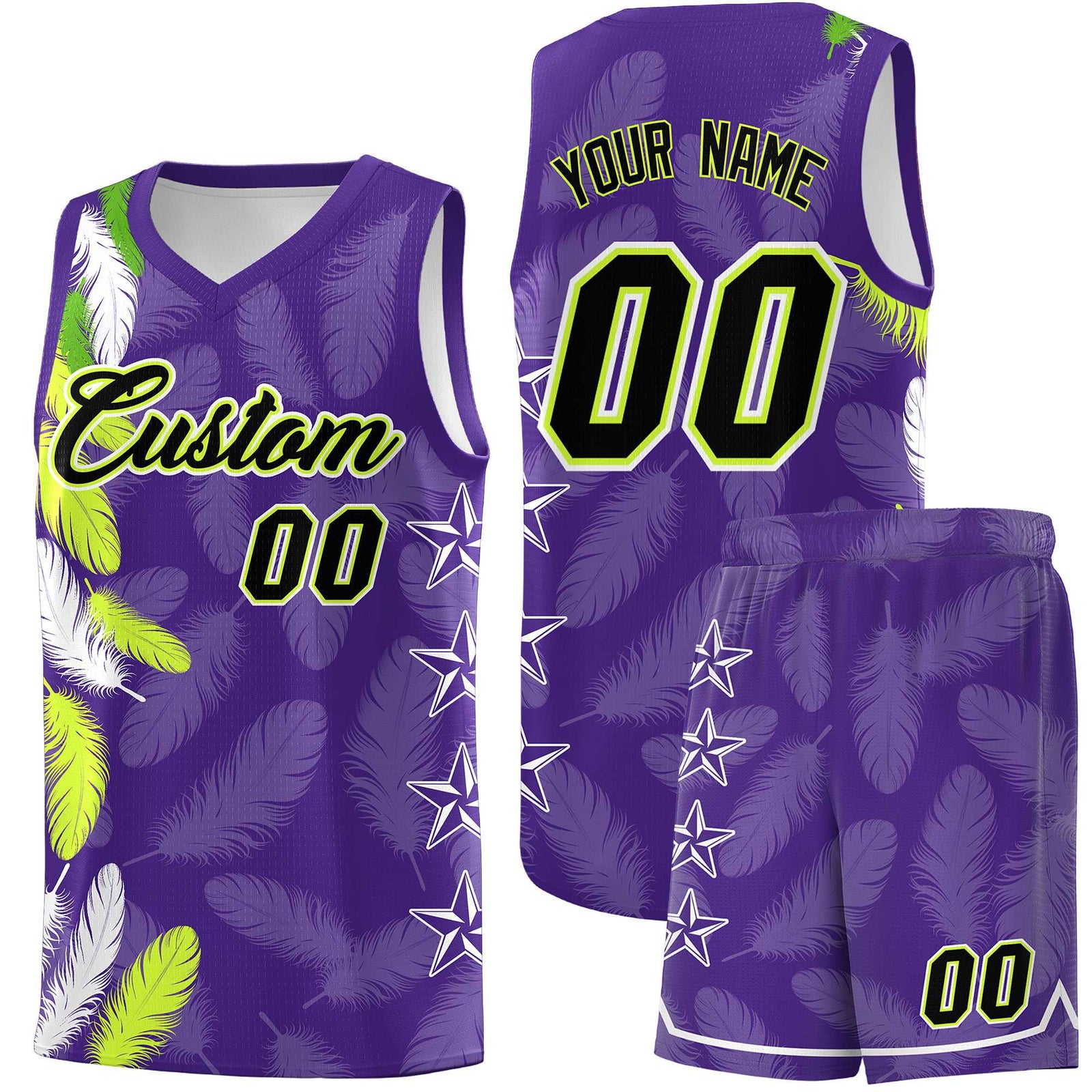 Custom Youth Basketball Jersey Purple Black Feather Series Sports Uniform