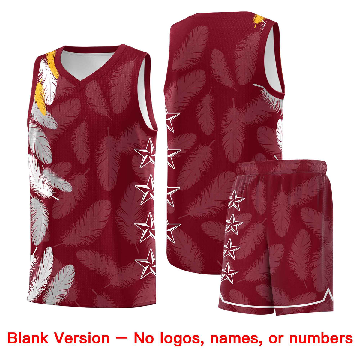 Custom Youth Basketball Jersey Crimson Gold Feather Series Sports Uniform