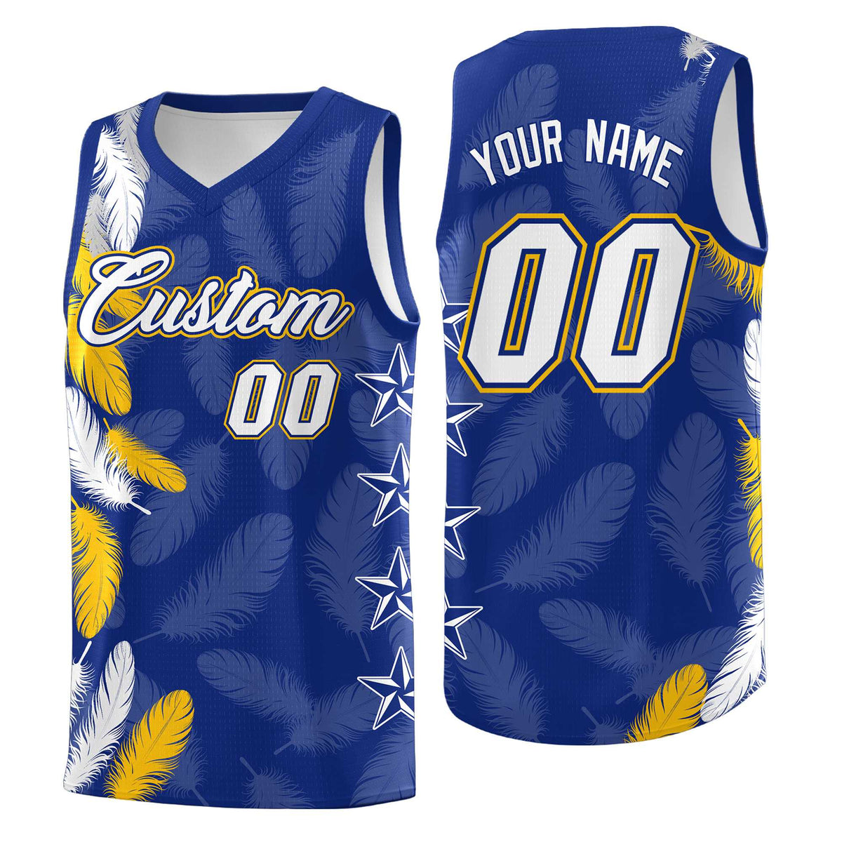 Custom Youth Basketball Jersey Royal White Feather Series Sports Uniform