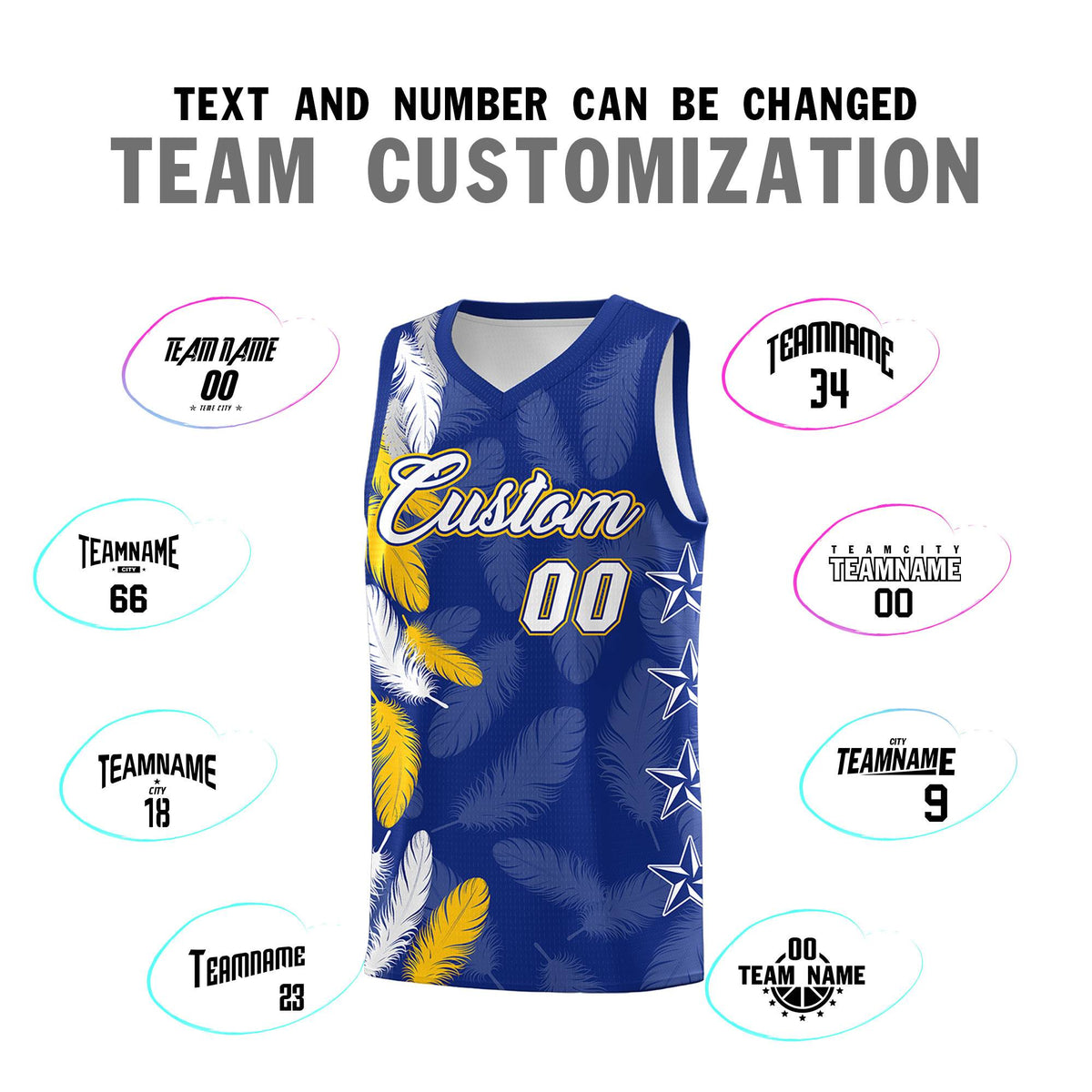 Custom Youth Basketball Jersey Royal White Feather Series Sports Uniform