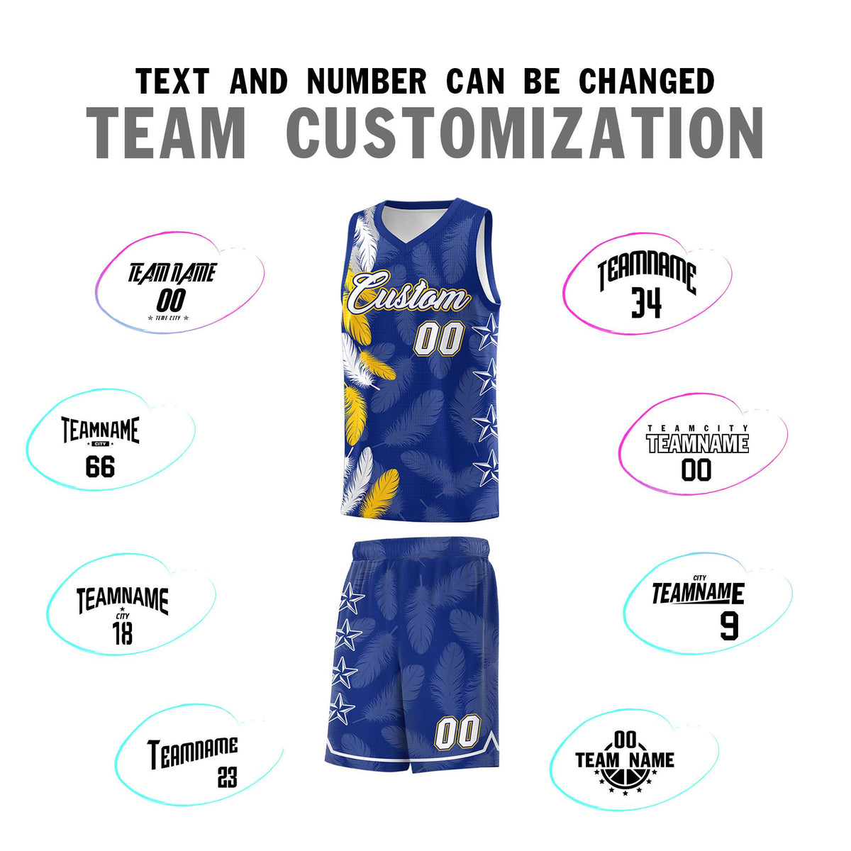 Custom Youth Basketball Jersey Royal White Feather Series Sports Uniform