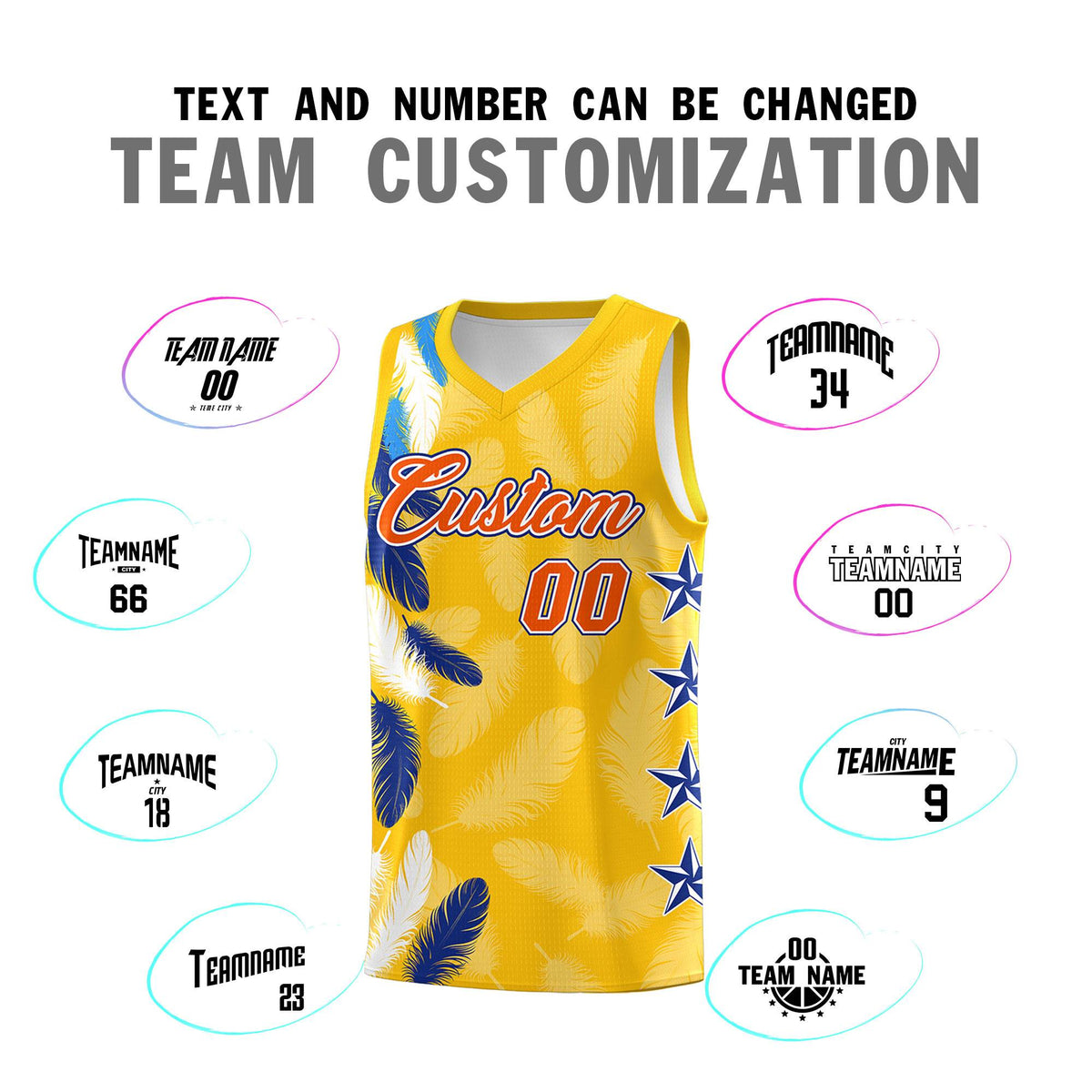 Custom Youth Basketball Jersey Gold Orange Feather Series Sports Uniform