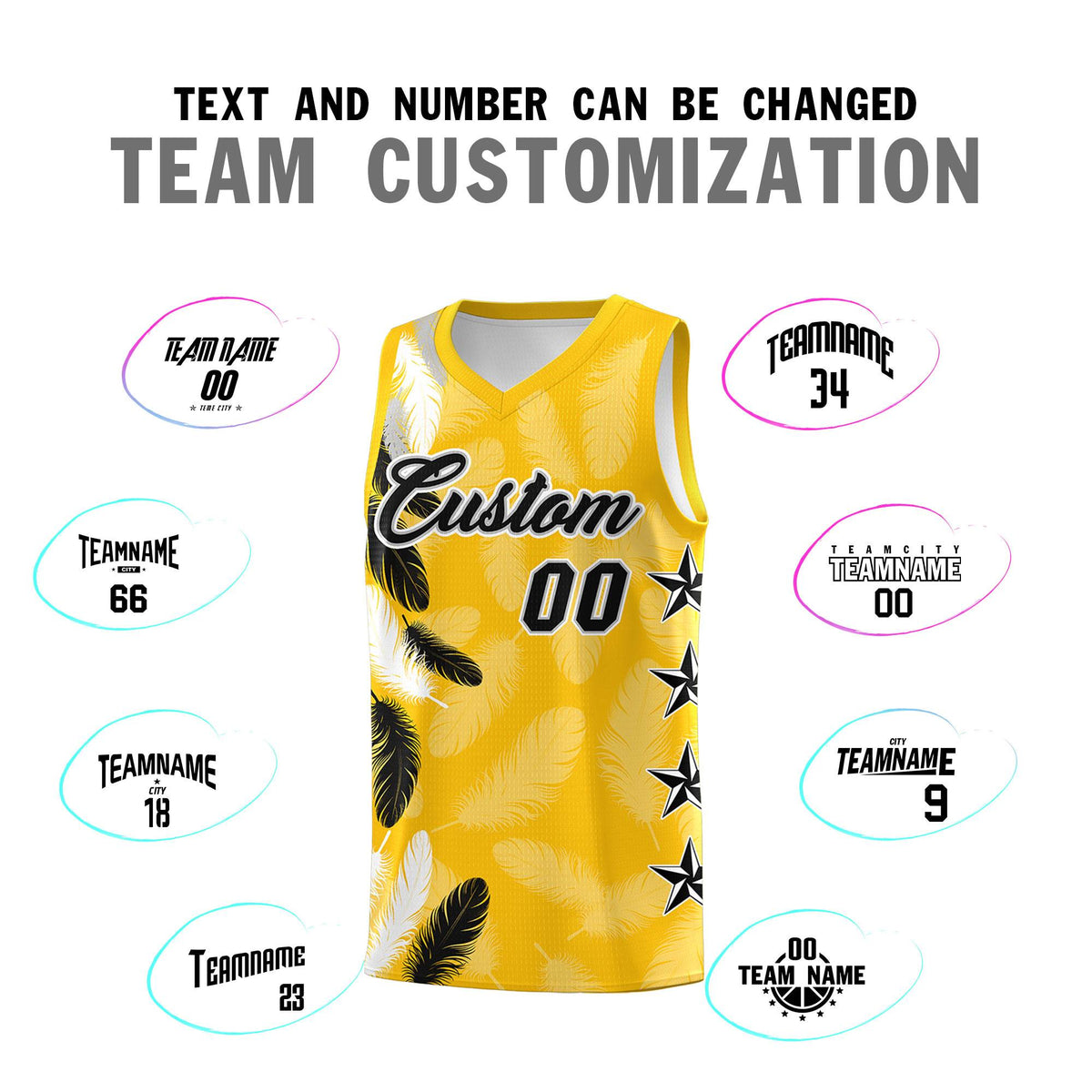 Custom Youth Basketball Jersey Gold Black Feather Series Sports Uniform