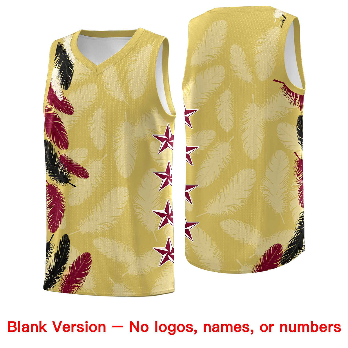 Custom Youth Basketball Jersey Old Gold Black Feather Series Sports Uniform