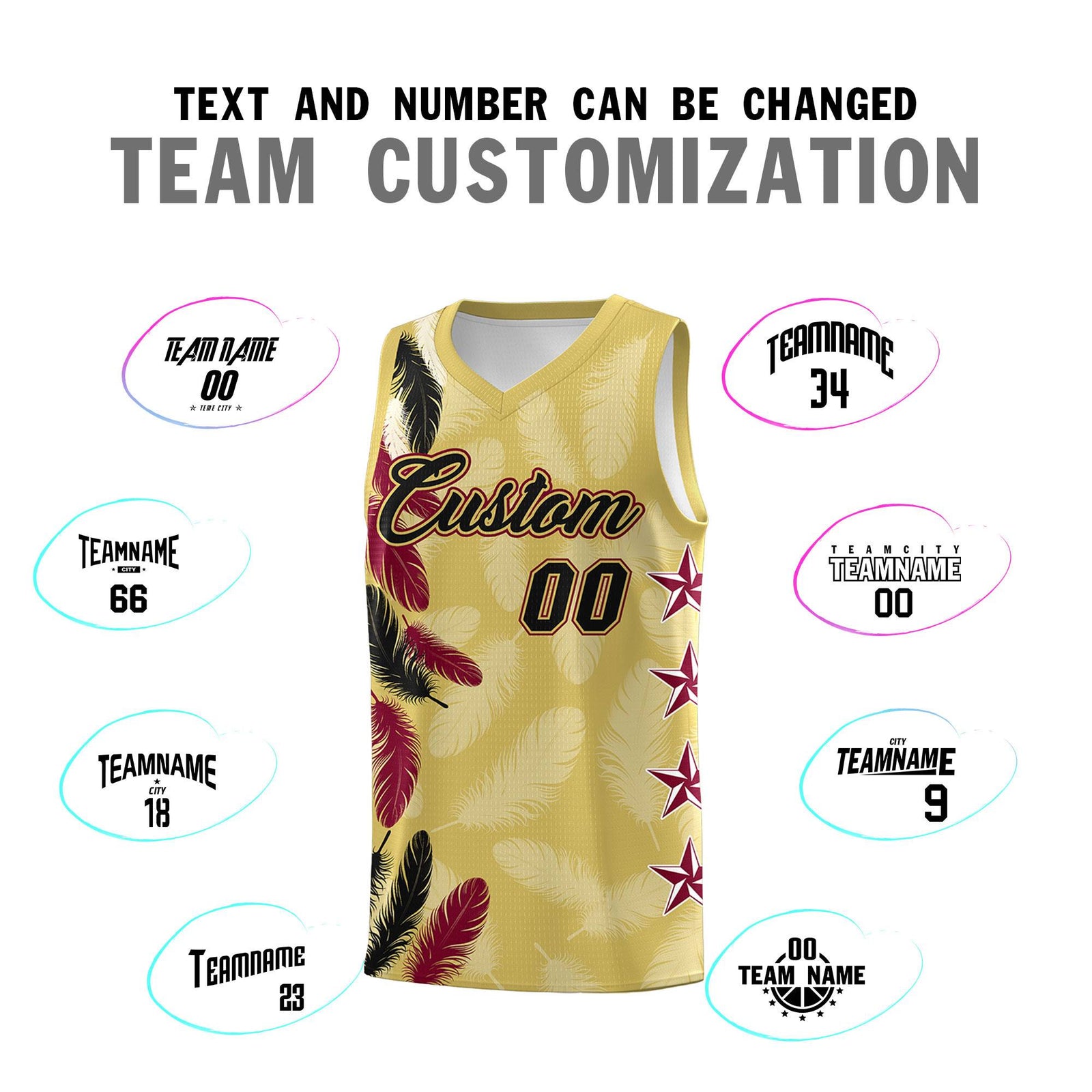 Custom Youth Basketball Jersey Old Gold Black Feather Series Sports Uniform