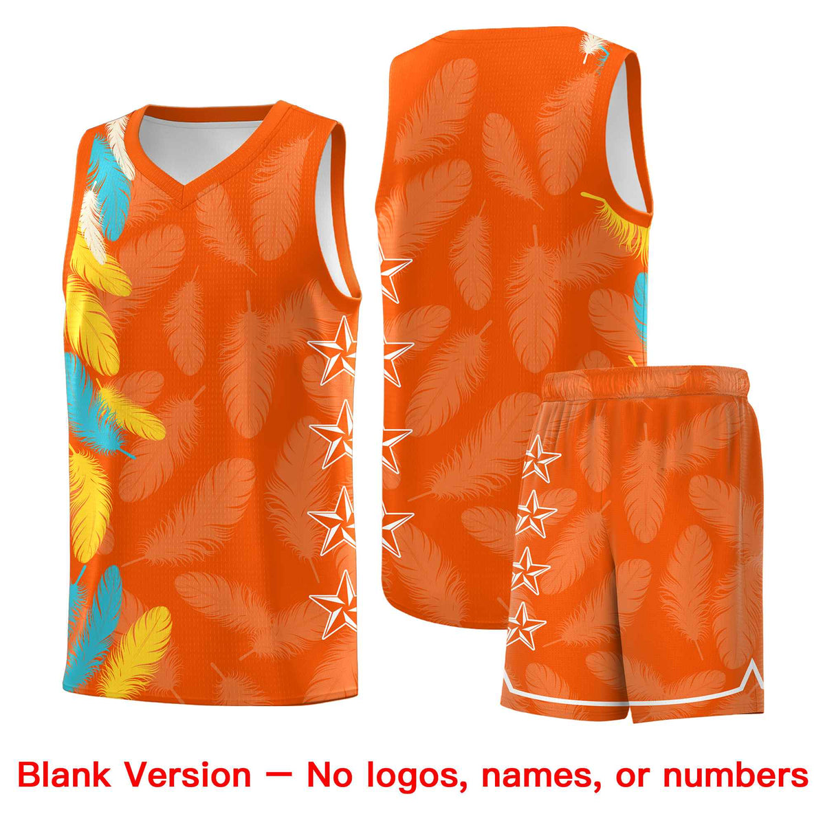 Custom Youth Basketball Jersey Orange Sky Blue Feather Series Sports Uniform
