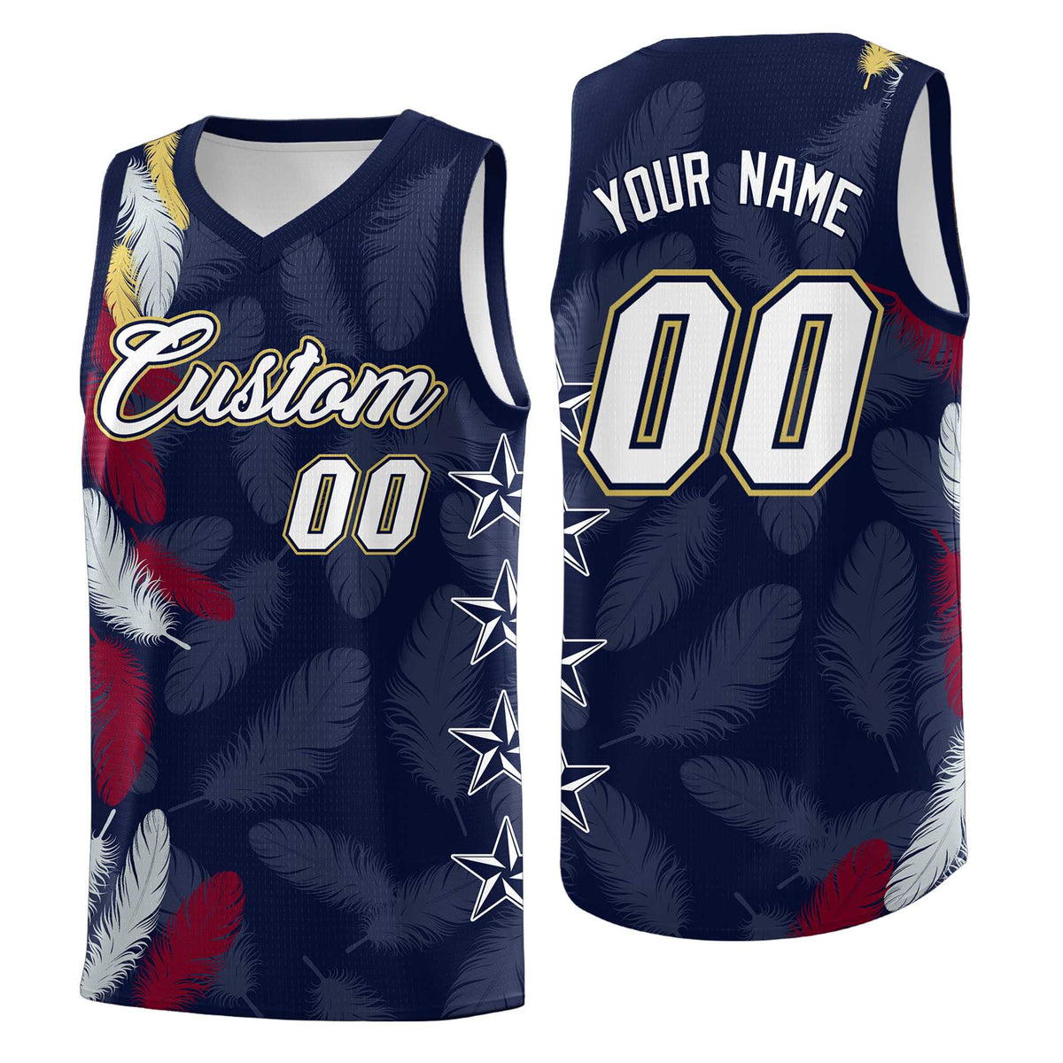 Custom Youth Basketball Jersey Navy White Feather Series Sports Uniform