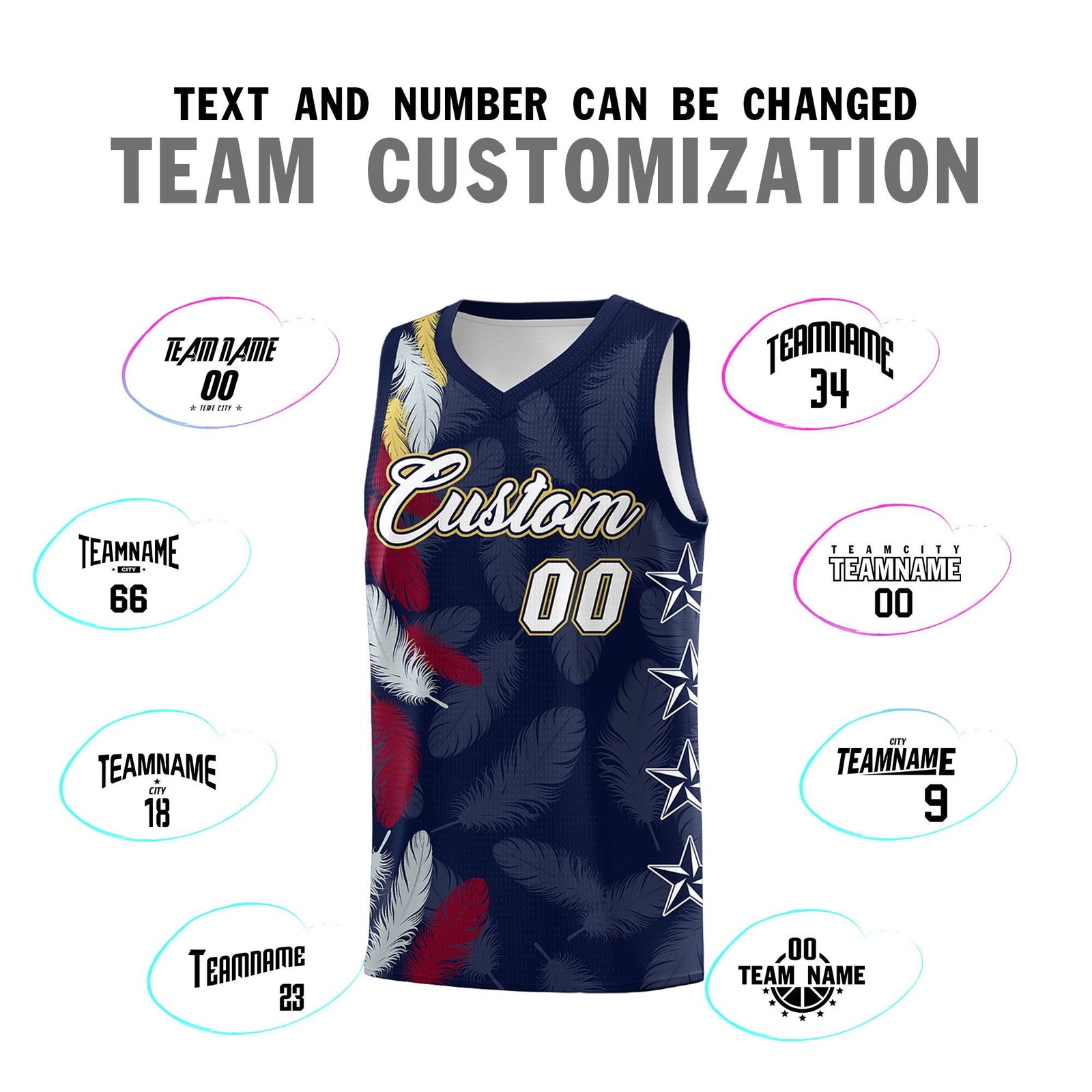 Custom Youth Basketball Jersey Navy White Feather Series Sports Uniform