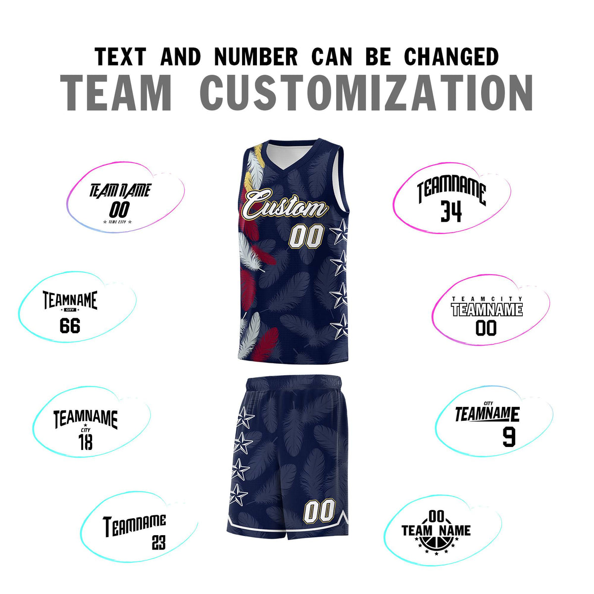 Custom Youth Basketball Jersey Navy White Feather Series Sports Uniform