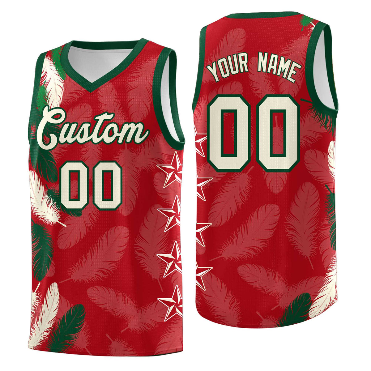 Custom Youth Basketball Jersey Red Cream Feather Series Sports Uniform