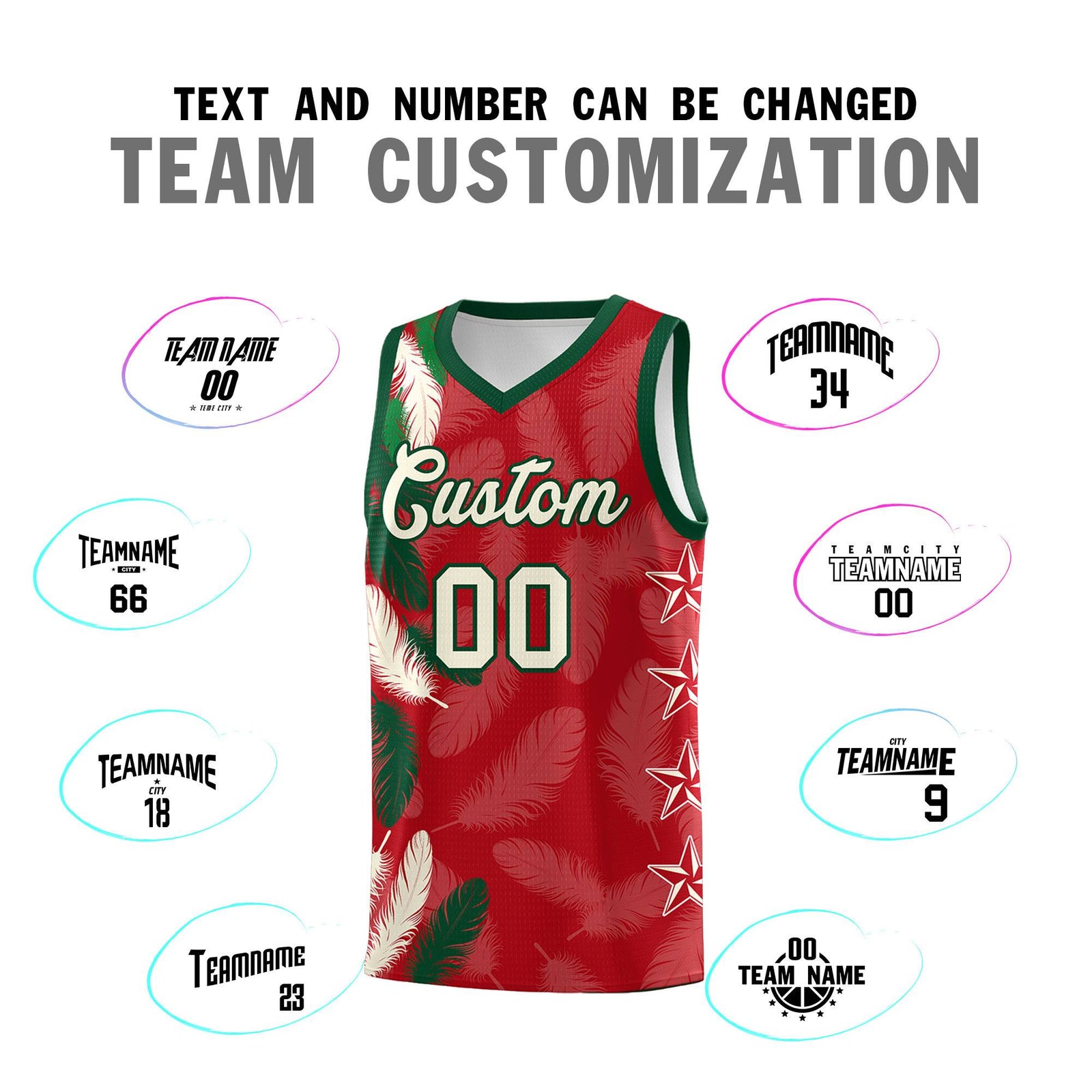 Custom Youth Basketball Jersey Red Cream Feather Series Sports Uniform