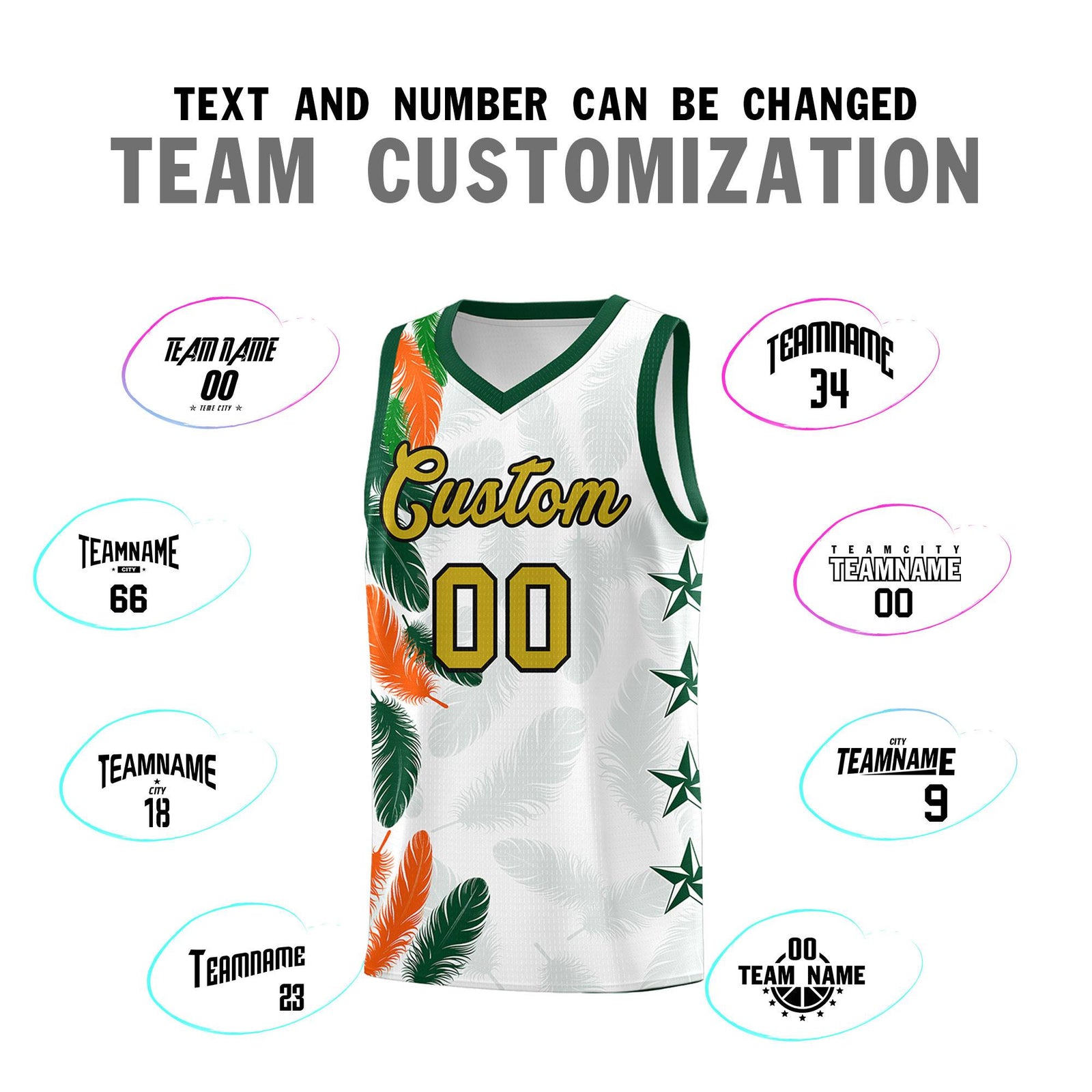 Custom Youth Basketball Jersey White Old Gold Feather Series Sports Uniform