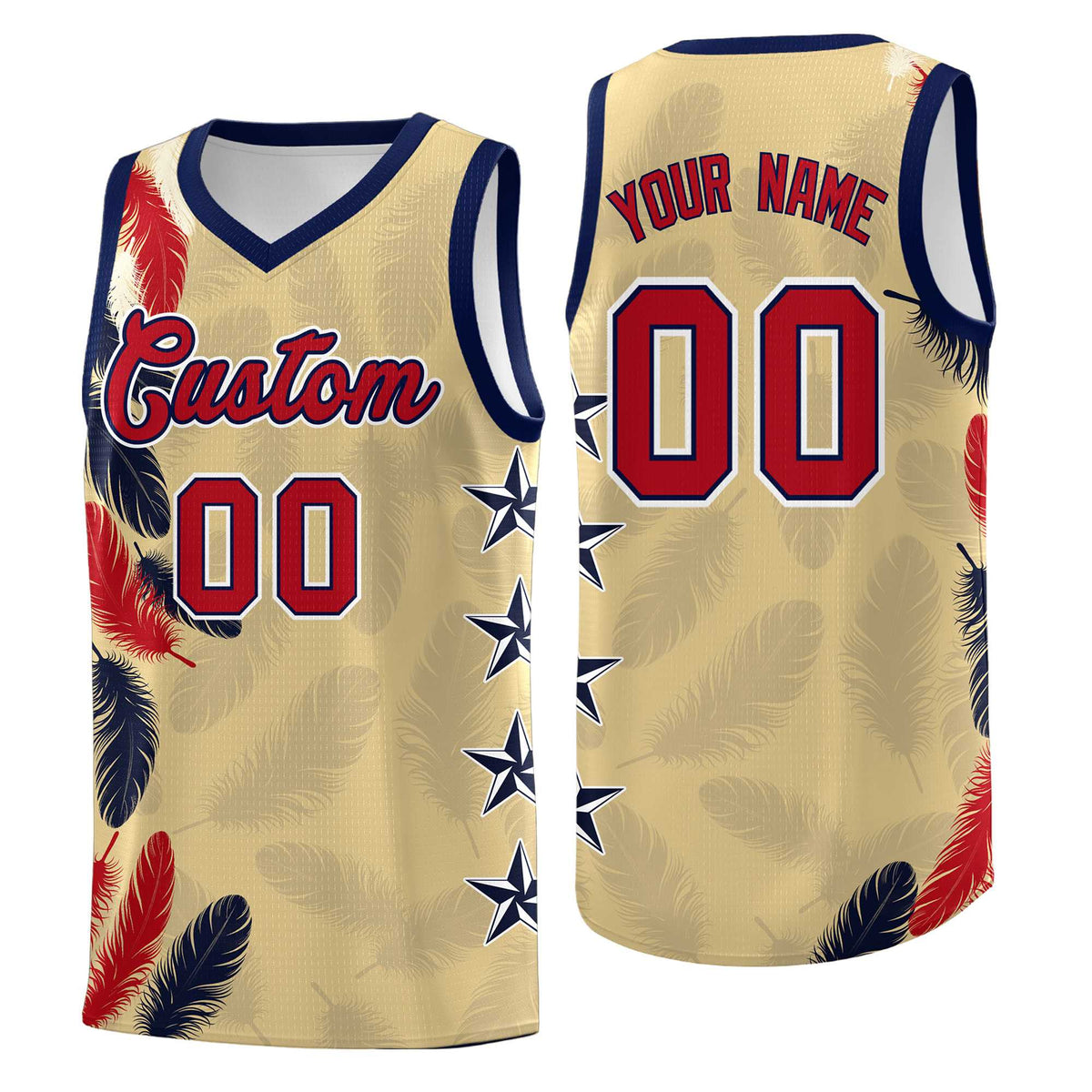 Custom Youth Basketball Jersey Khaki Red Feather Series Sports Uniform