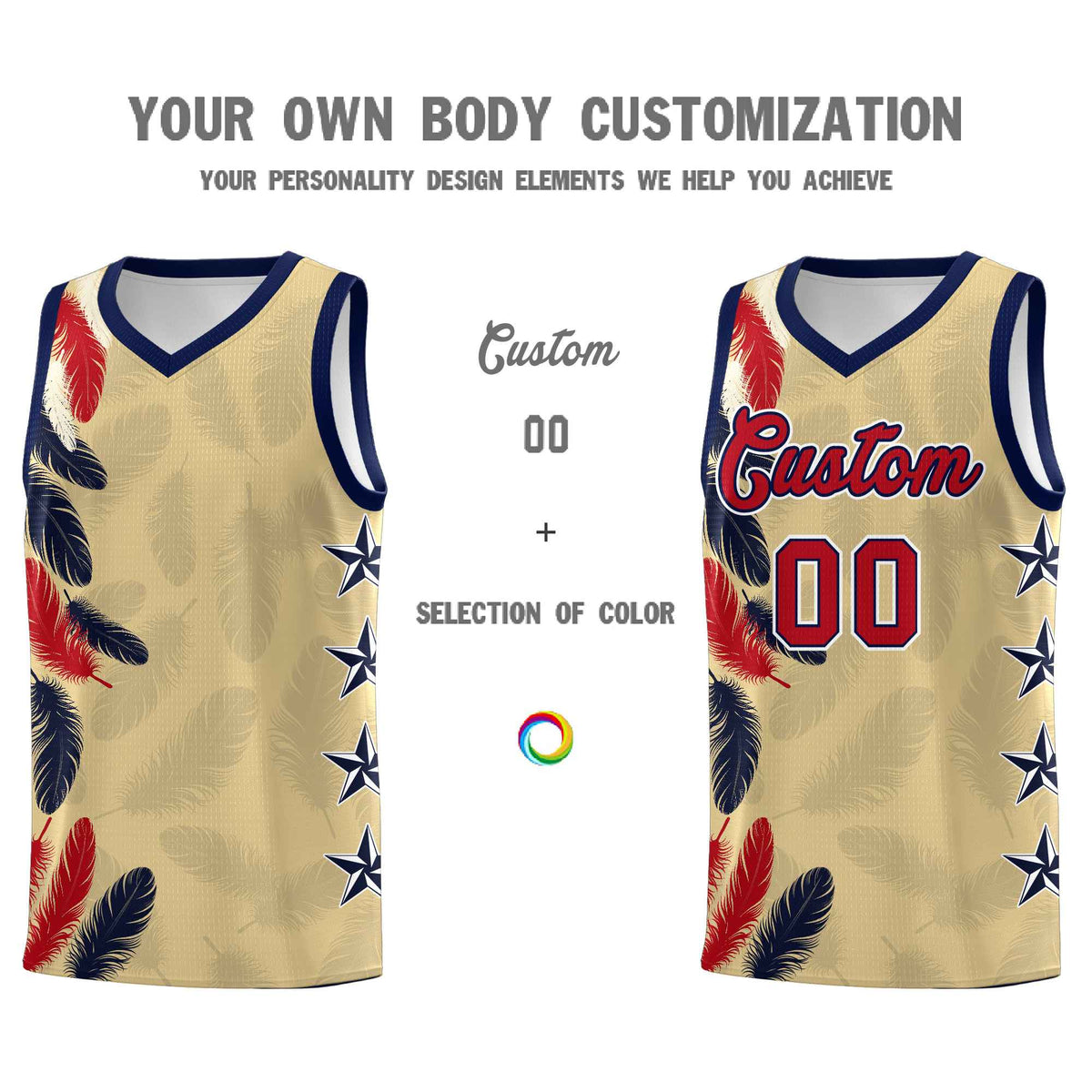 Custom Youth Basketball Jersey Khaki Red Feather Series Sports Uniform