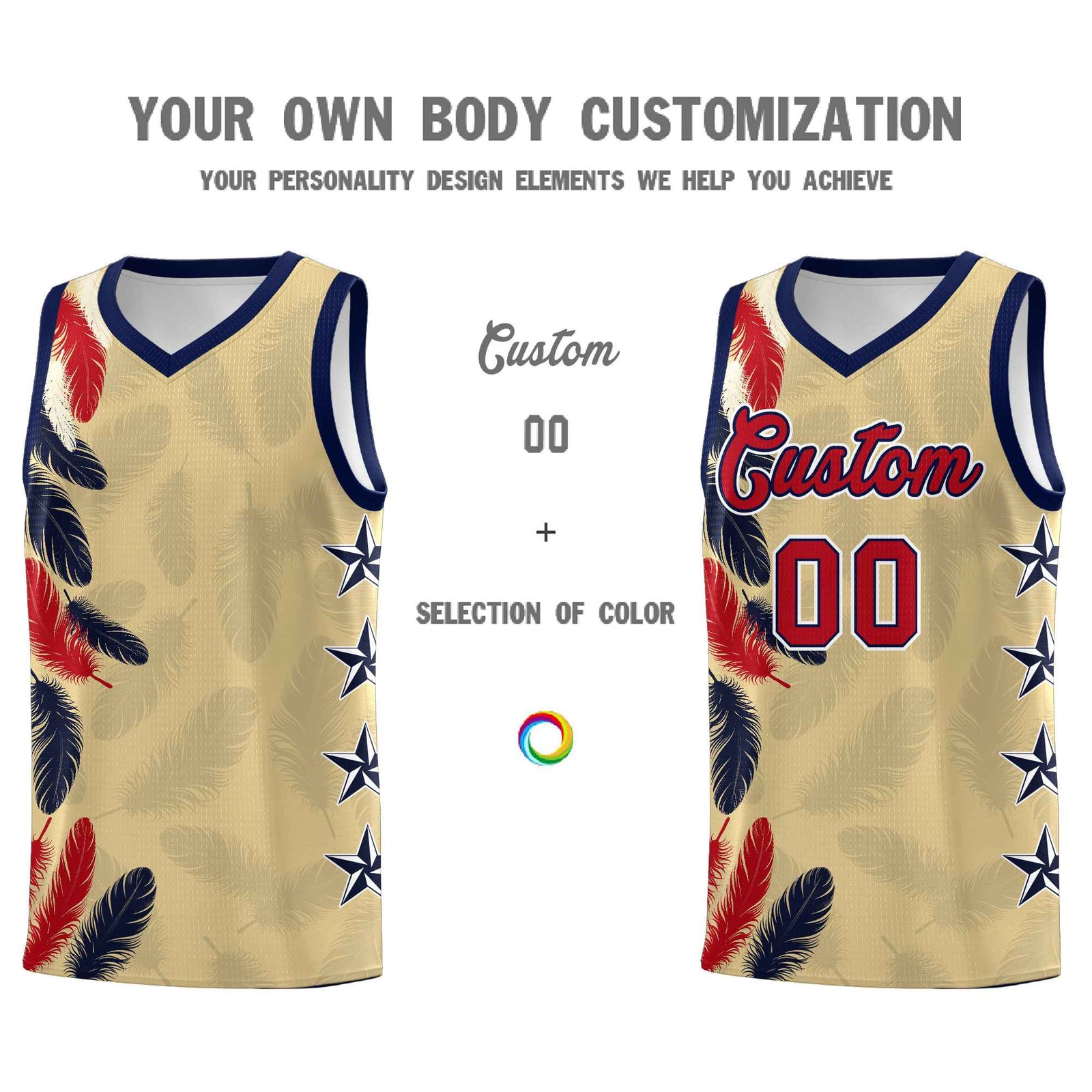 Custom Youth Basketball Jersey Khaki Red Feather Series Sports Uniform