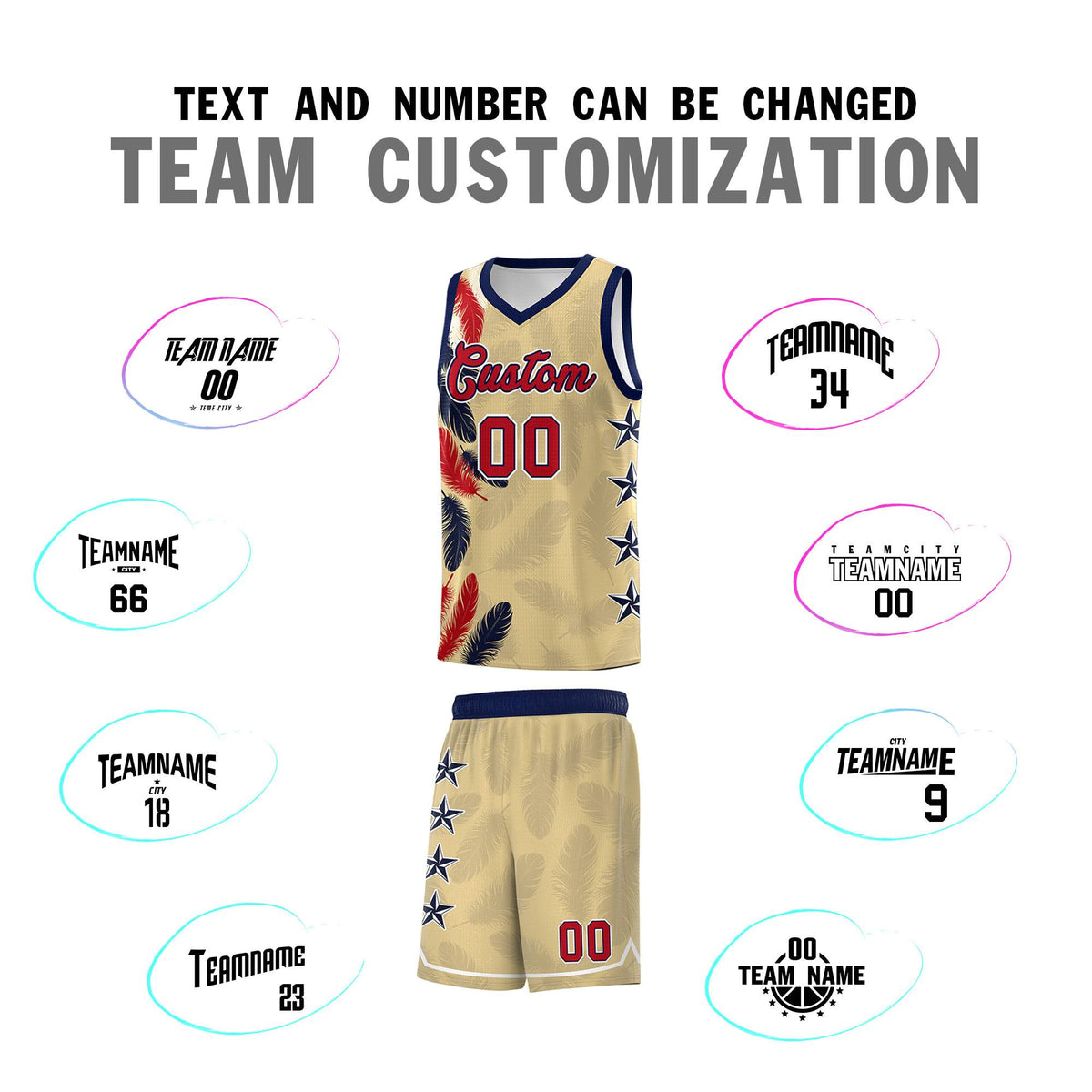 Custom Youth Basketball Jersey Khaki Red Feather Series Sports Uniform