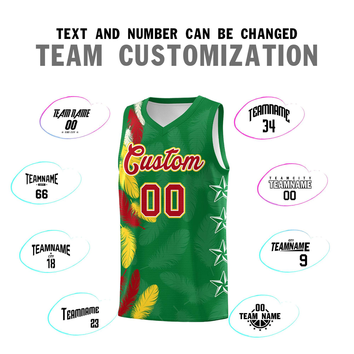 Custom Youth Basketball Jersey Kelly Green Red Feather Series Sports Uniform