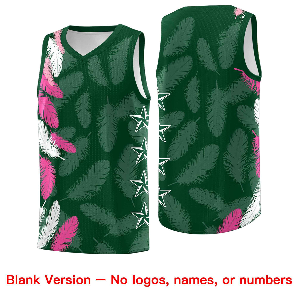 Custom Youth Basketball Jersey Green Light Pink Feather Series Sports Uniform