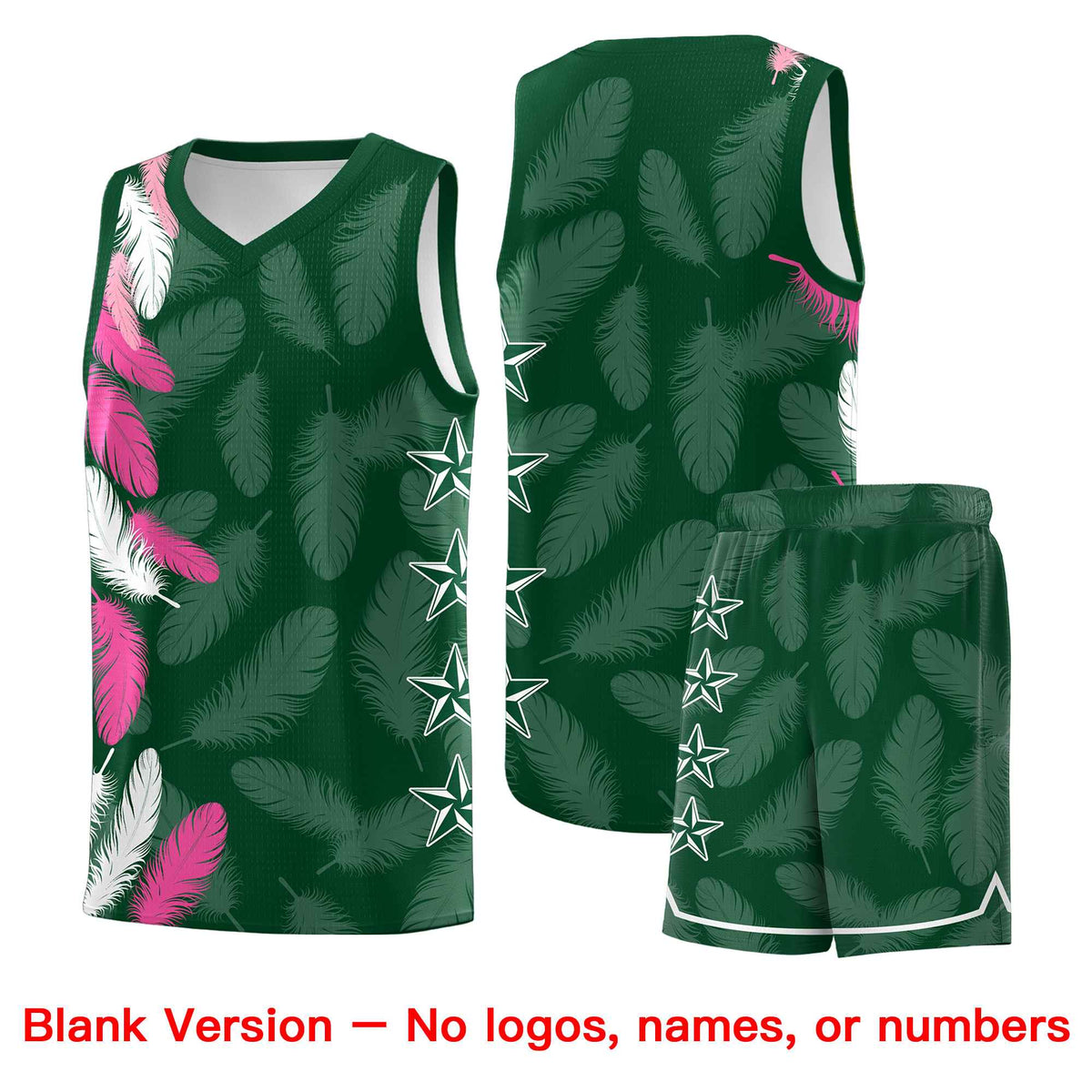 Custom Youth Basketball Jersey Green Light Pink Feather Series Sports Uniform
