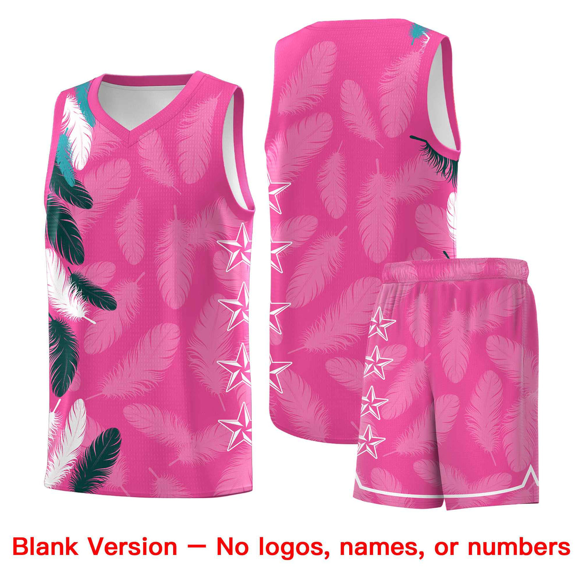Custom Youth Basketball Jersey Pink Aqua Feather Series Sports Uniform