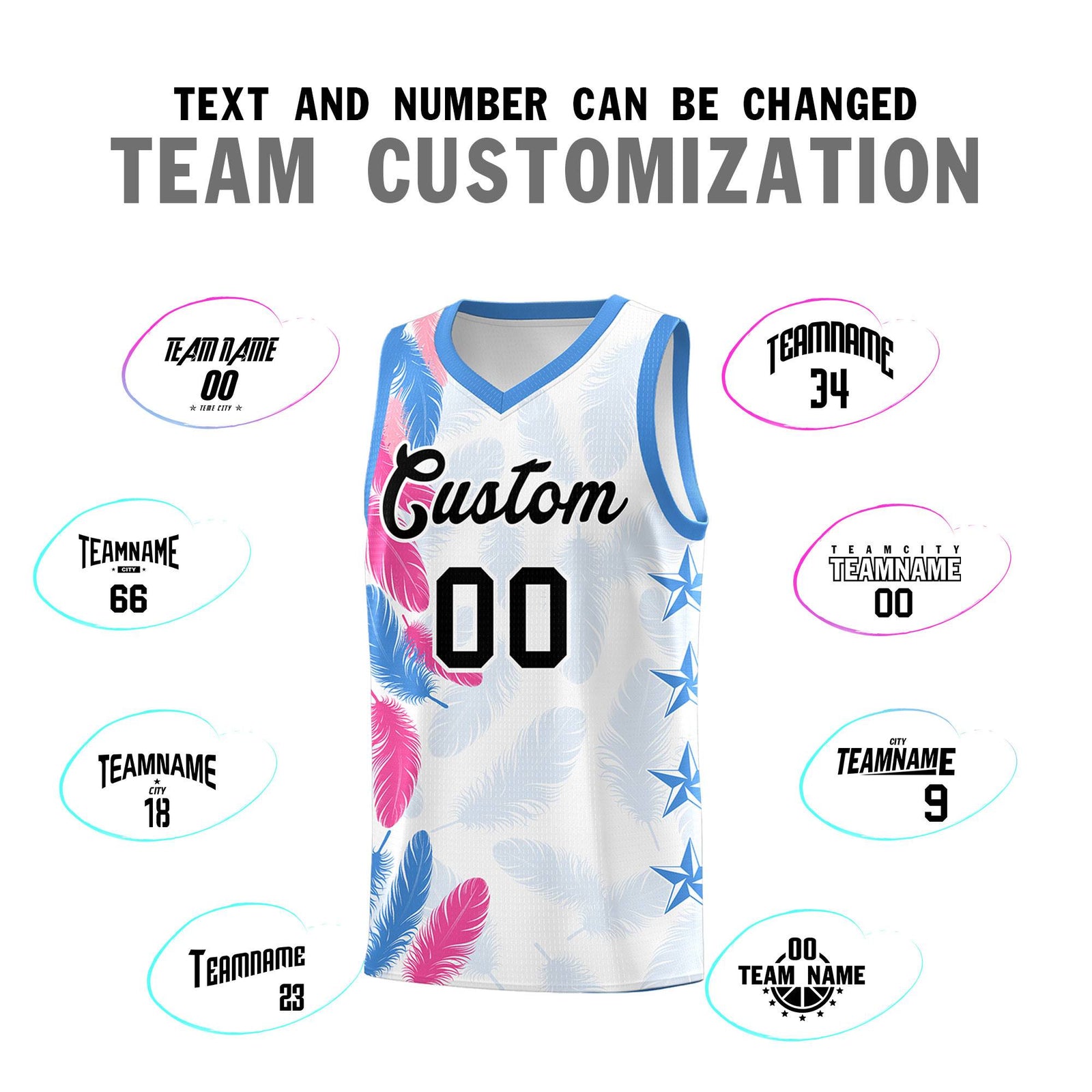 Custom Youth Basketball Jersey White Black Feather Series Sports Uniform