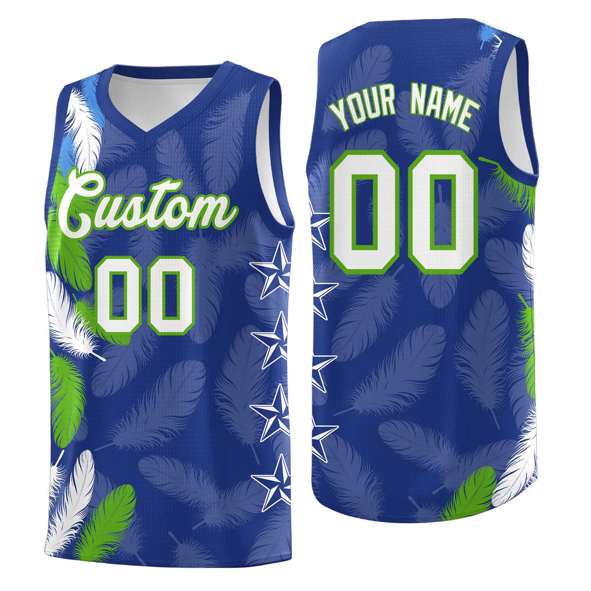 Custom Youth Basketball Jersey Royal White Feather Series Sports Uniform