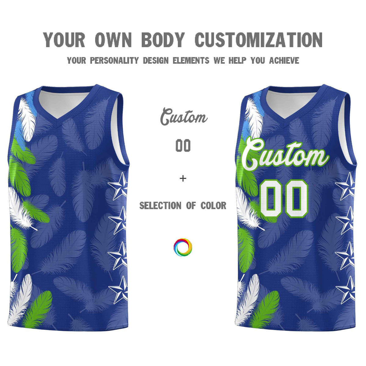 Custom Youth Basketball Jersey Royal White Feather Series Sports Uniform