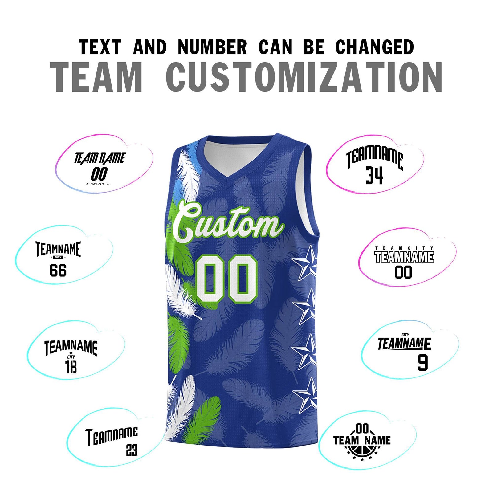 Custom Youth Basketball Jersey Royal White Feather Series Sports Uniform