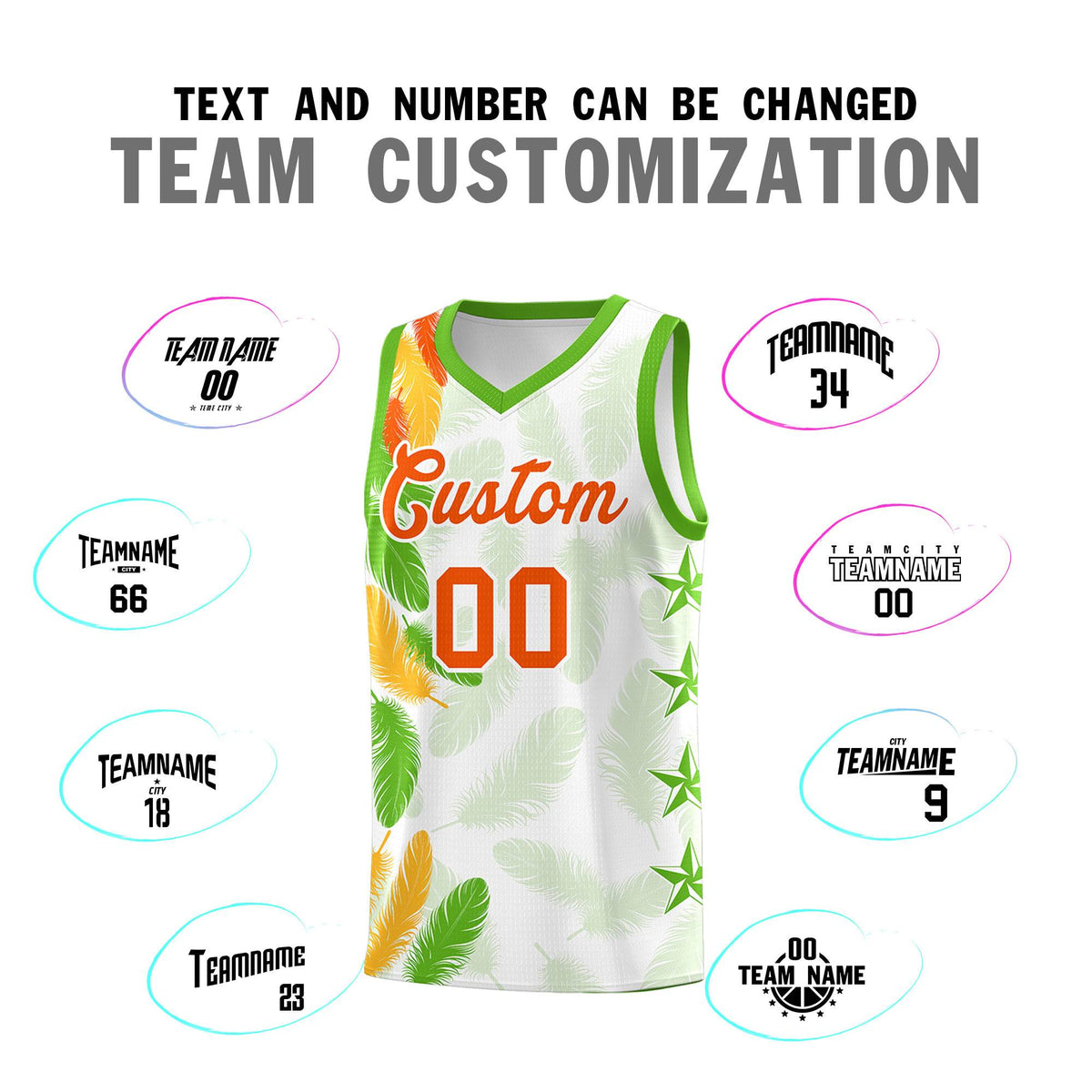 Custom Youth Basketball Jersey White Orange Feather Series Sports Uniform
