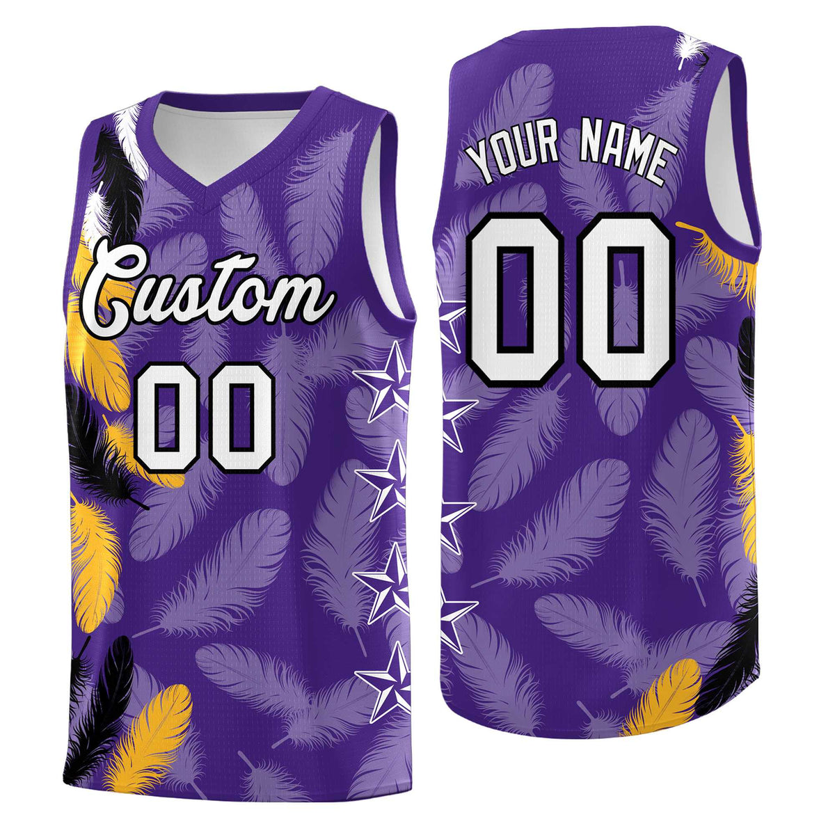 Custom Youth Basketball Jersey Purple White Feather Series Sports Uniform