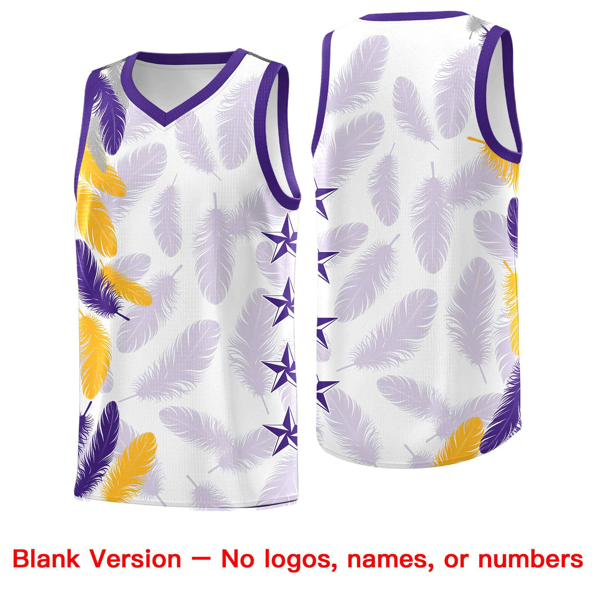 Custom Youth Basketball Jersey White Purple Feather Series Sports Uniform