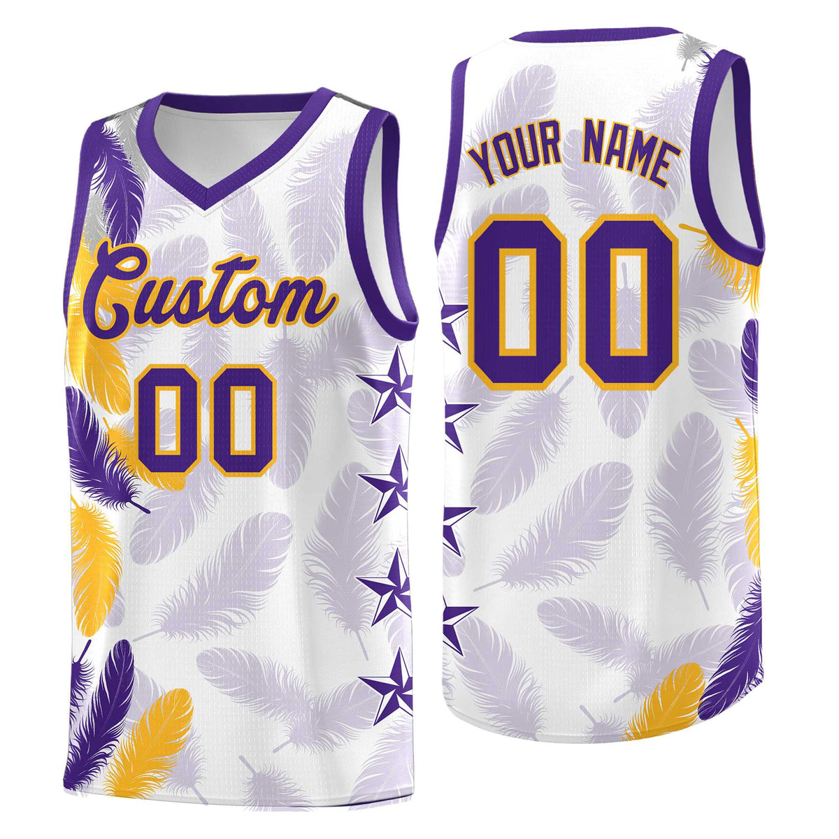 Custom Youth Basketball Jersey White Purple Feather Series Sports Uniform