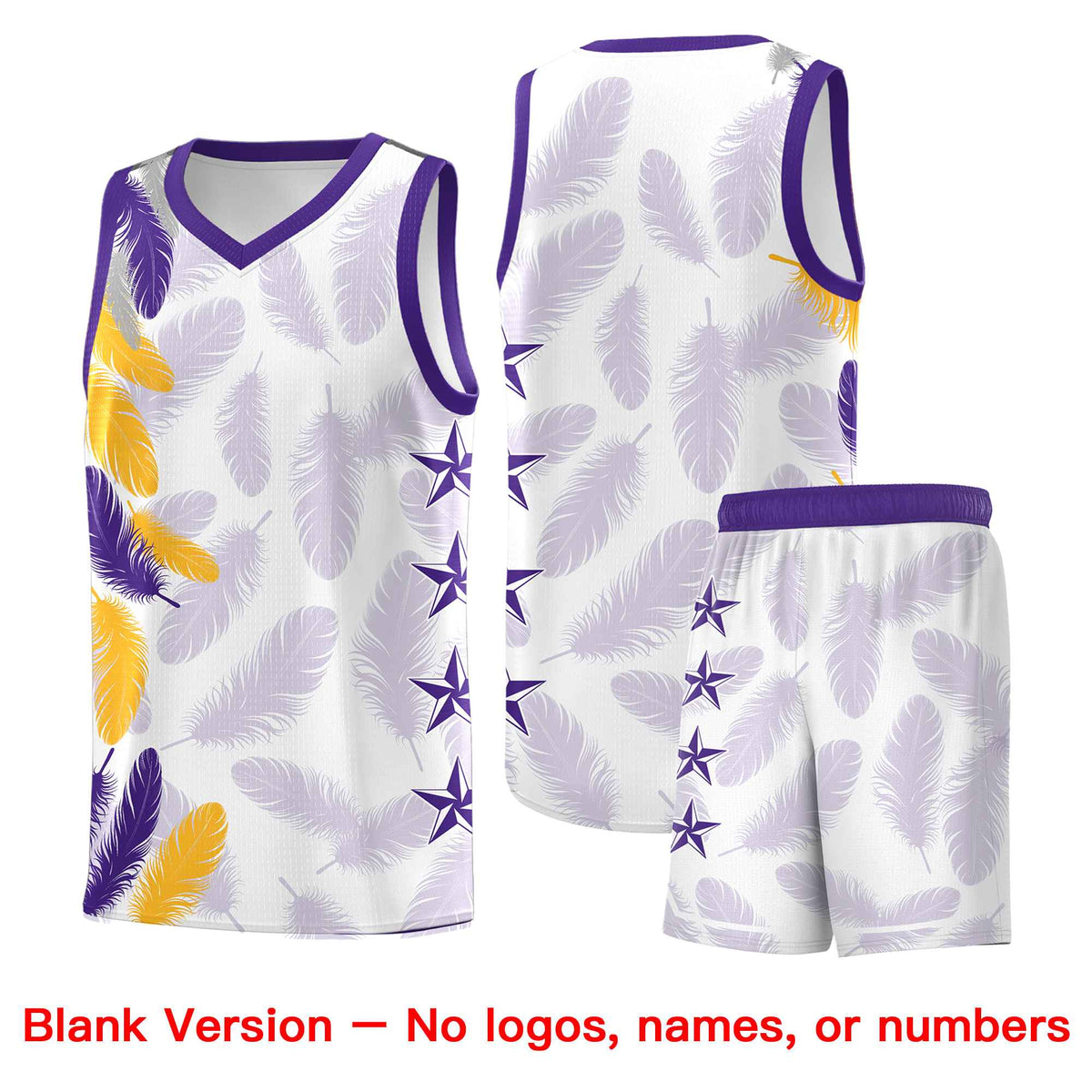 Custom Youth Basketball Jersey White Purple Feather Series Sports Uniform