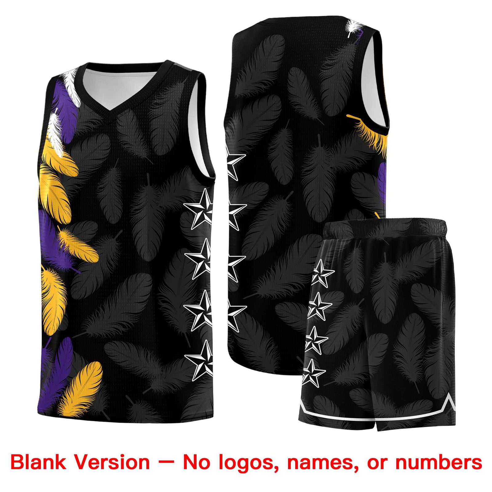 Custom Youth Basketball Jersey Black Purple Feather Series Sports Uniform