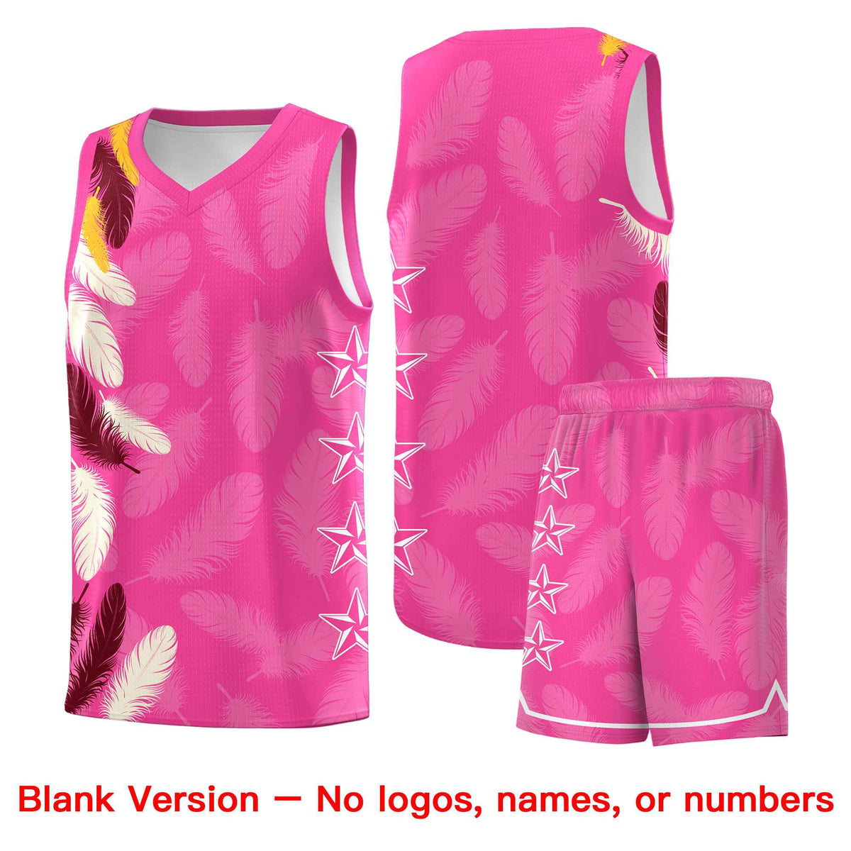 Custom Youth Basketball Jersey Pink Crimson Feather Series Sports Uniform